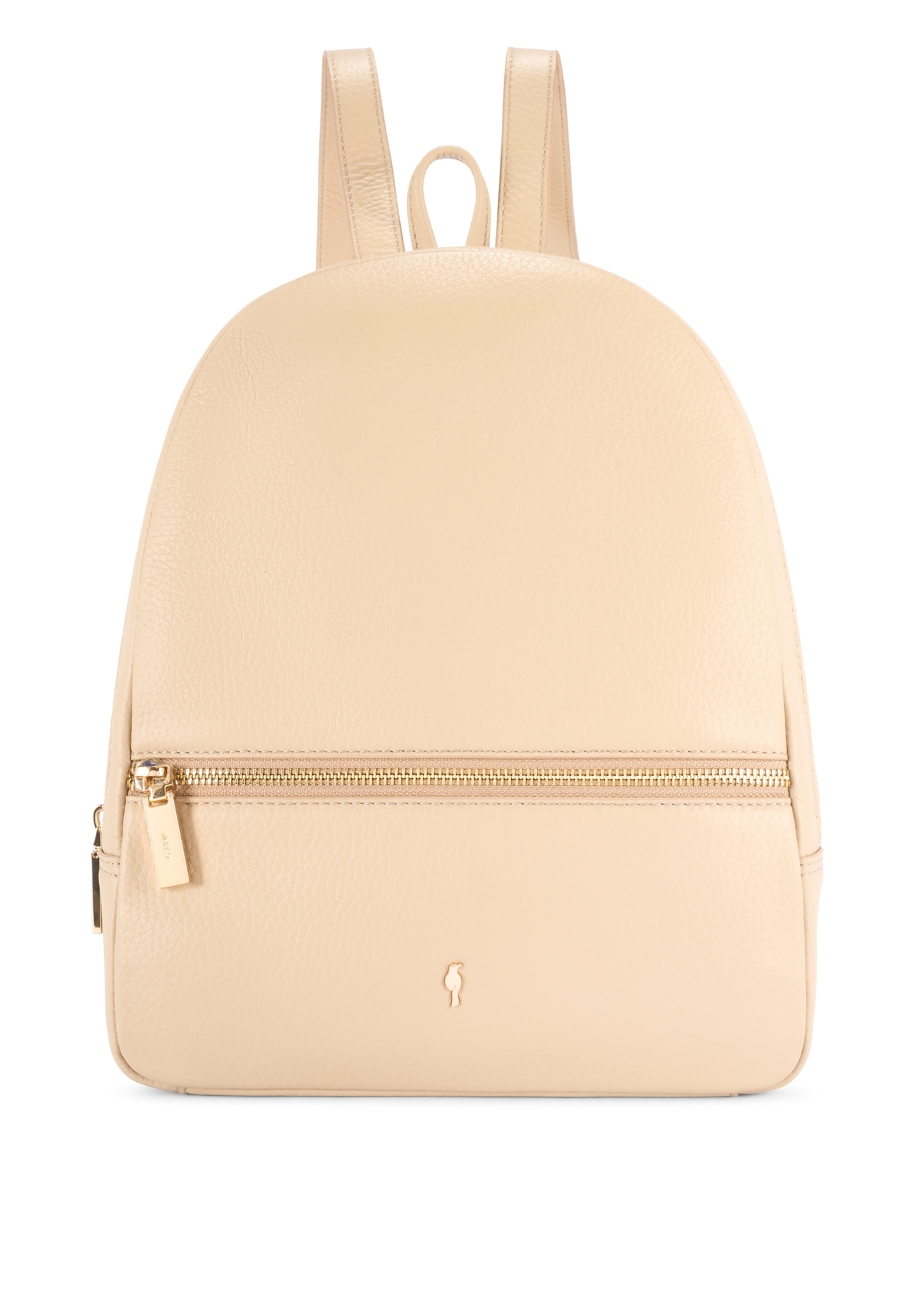 Beige leather women's backpack TORES-0898E-1B(W26) - front product view, on white background.