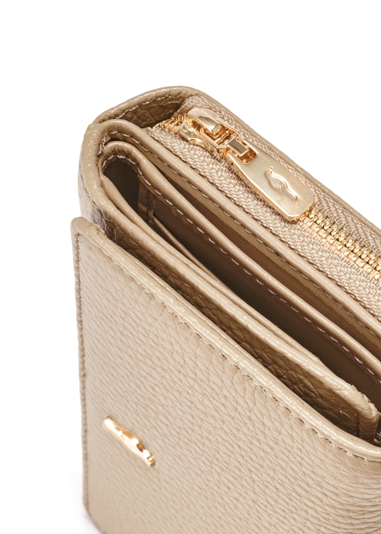 Beige leather medium women's wallet PORES-0801F-80(W25)