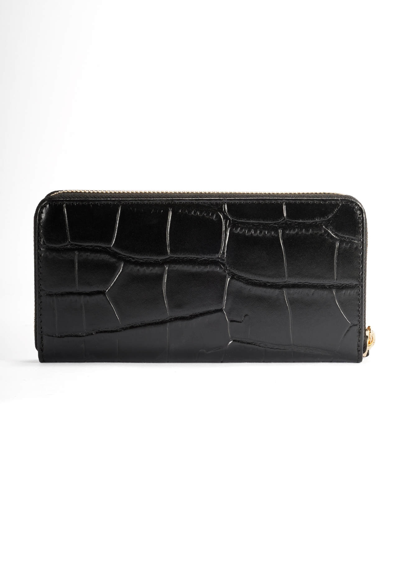 Black large women's croco wallet PORES-0908A-97(Z25)