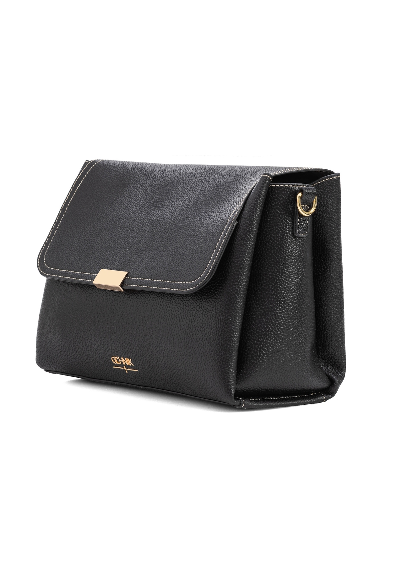 Black women's shoulder bag TOREC-1061-99(Z25), diagonal product view on white background.