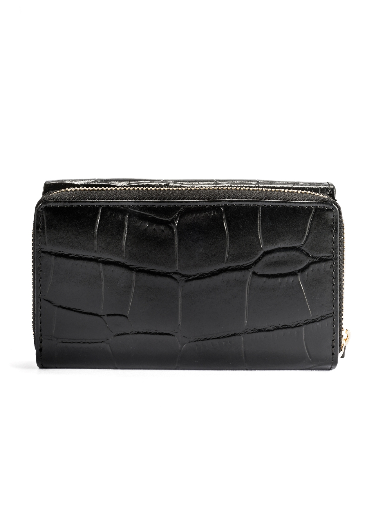 Medium croco leather women's wallet PORES-0907A-97(Z25), product view from the back on a white background.