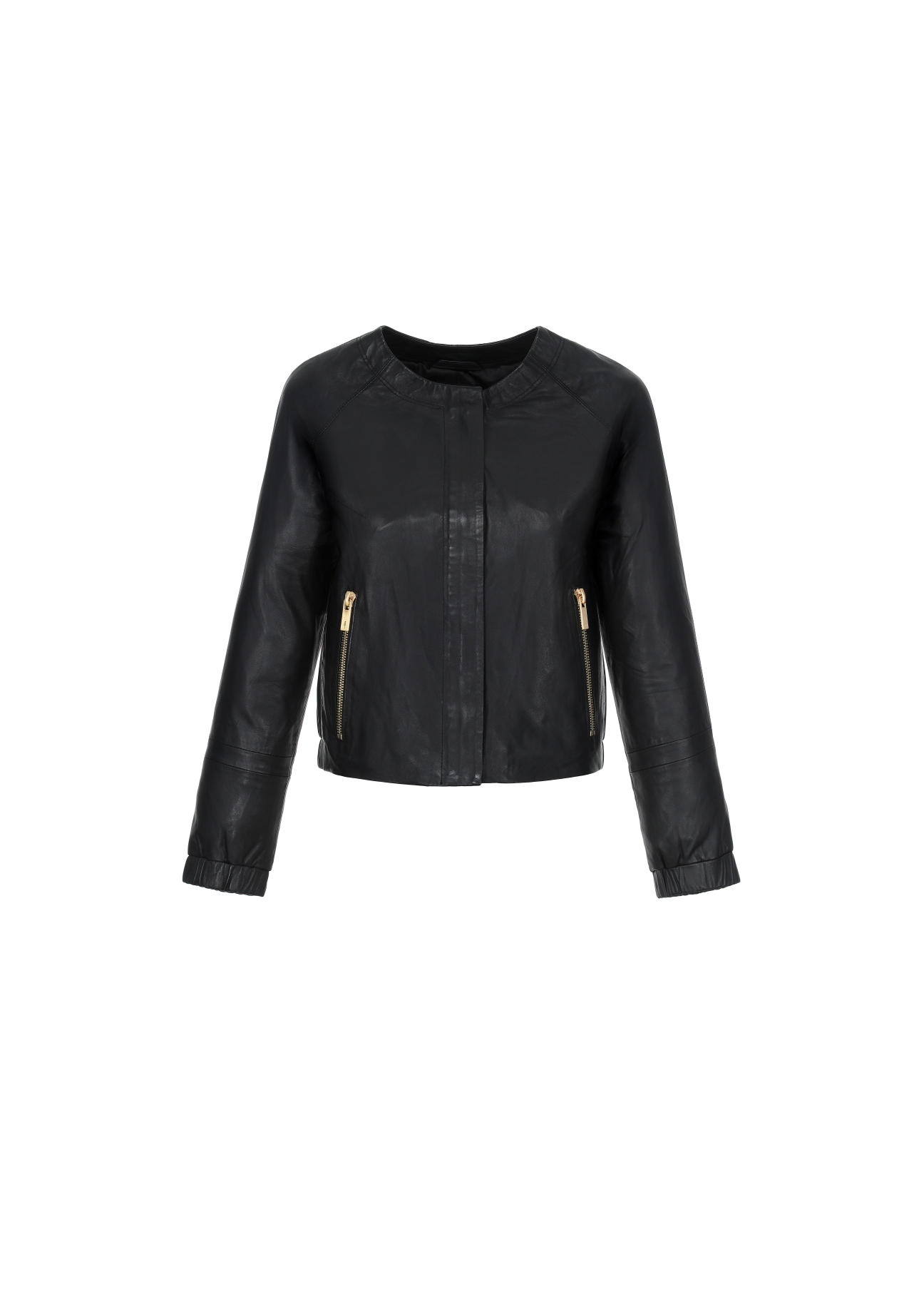 Women's leather jacket with welts KURDS-0308-5608(W22)-03
