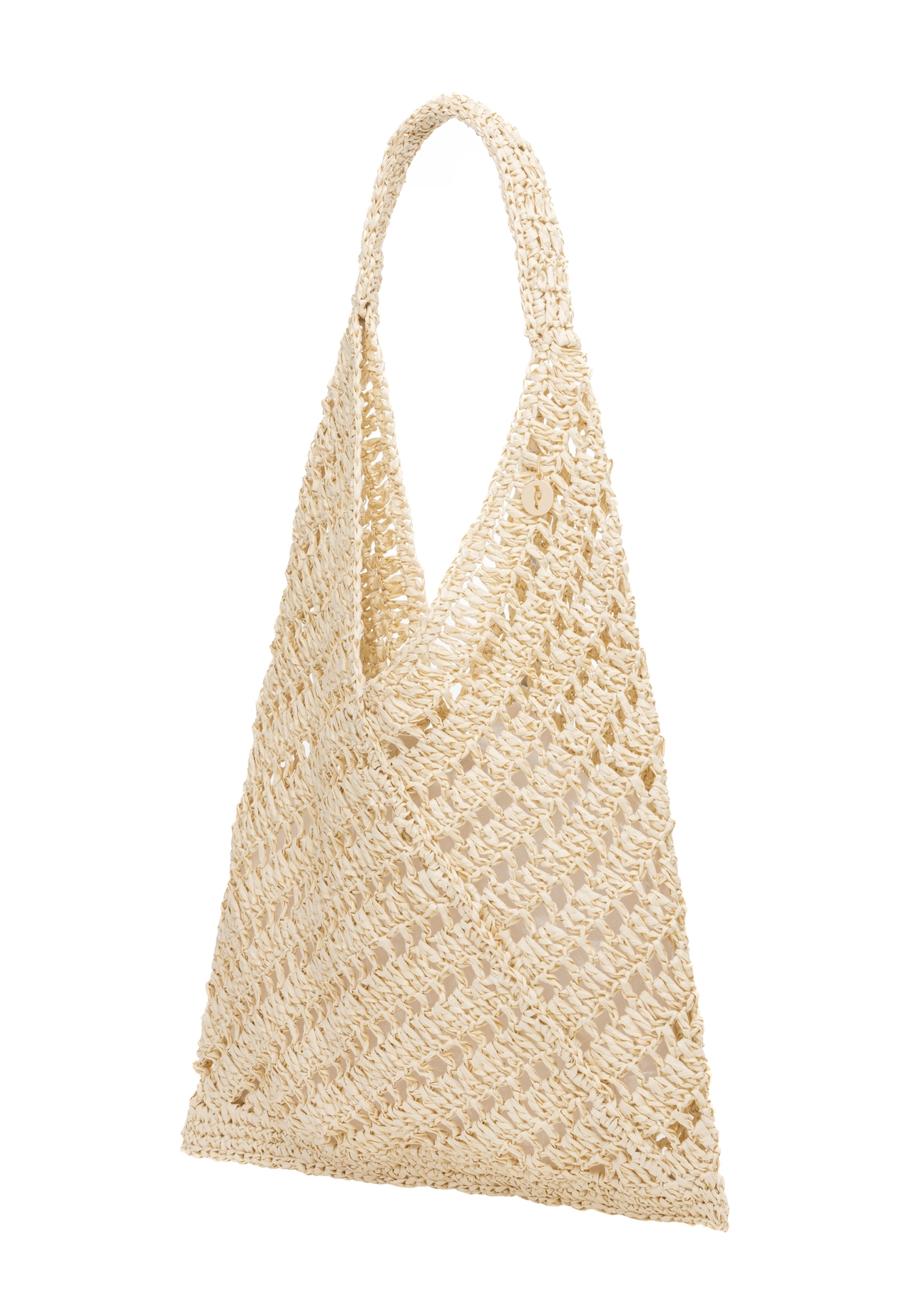 Beige women's handbag made of natural straw TOREC-1220-1E(W26), diagonal product view on a white background.