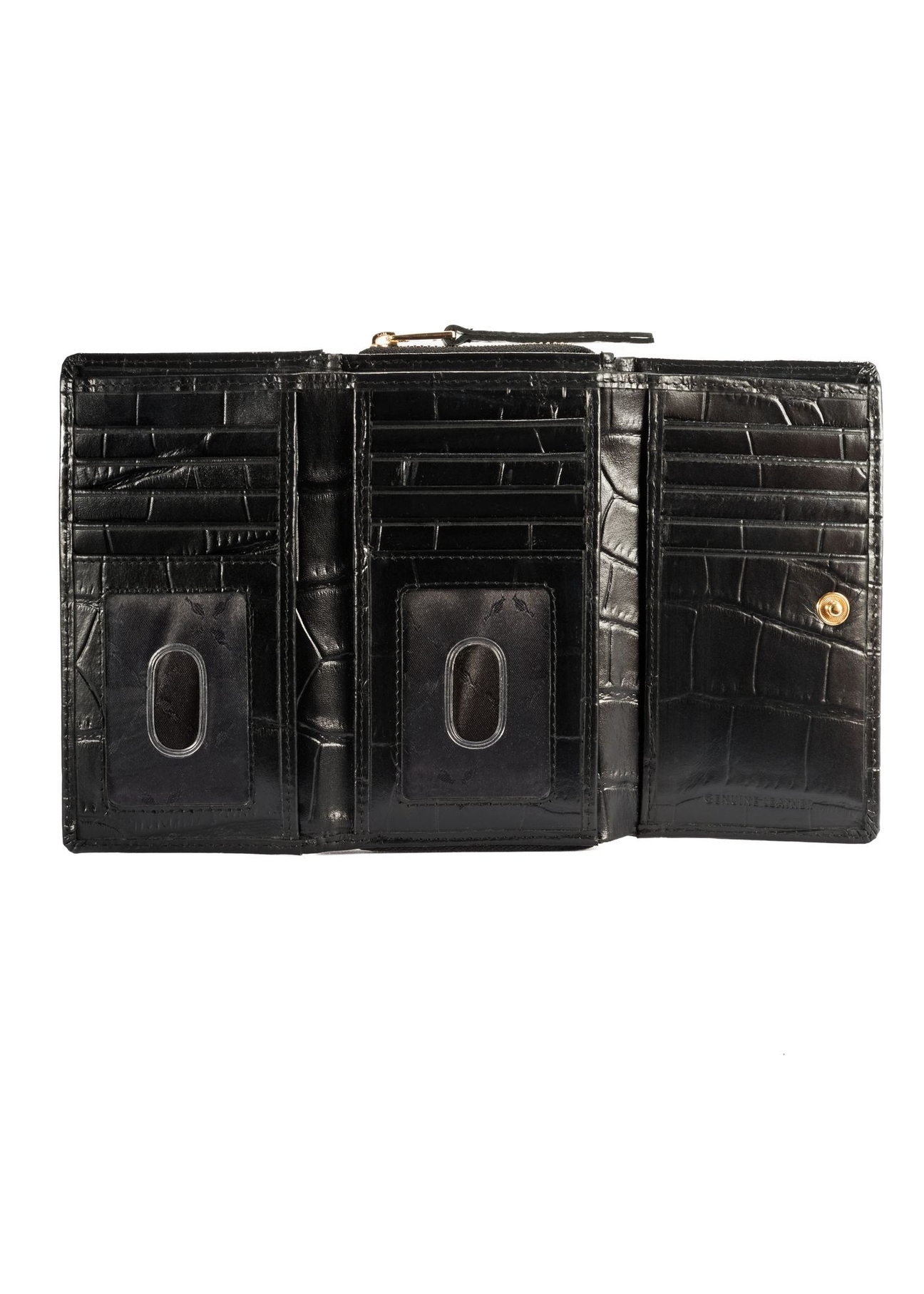 Medium croco leather women's wallet PORES-0907A-97(Z25), product view from the inside on a white background.