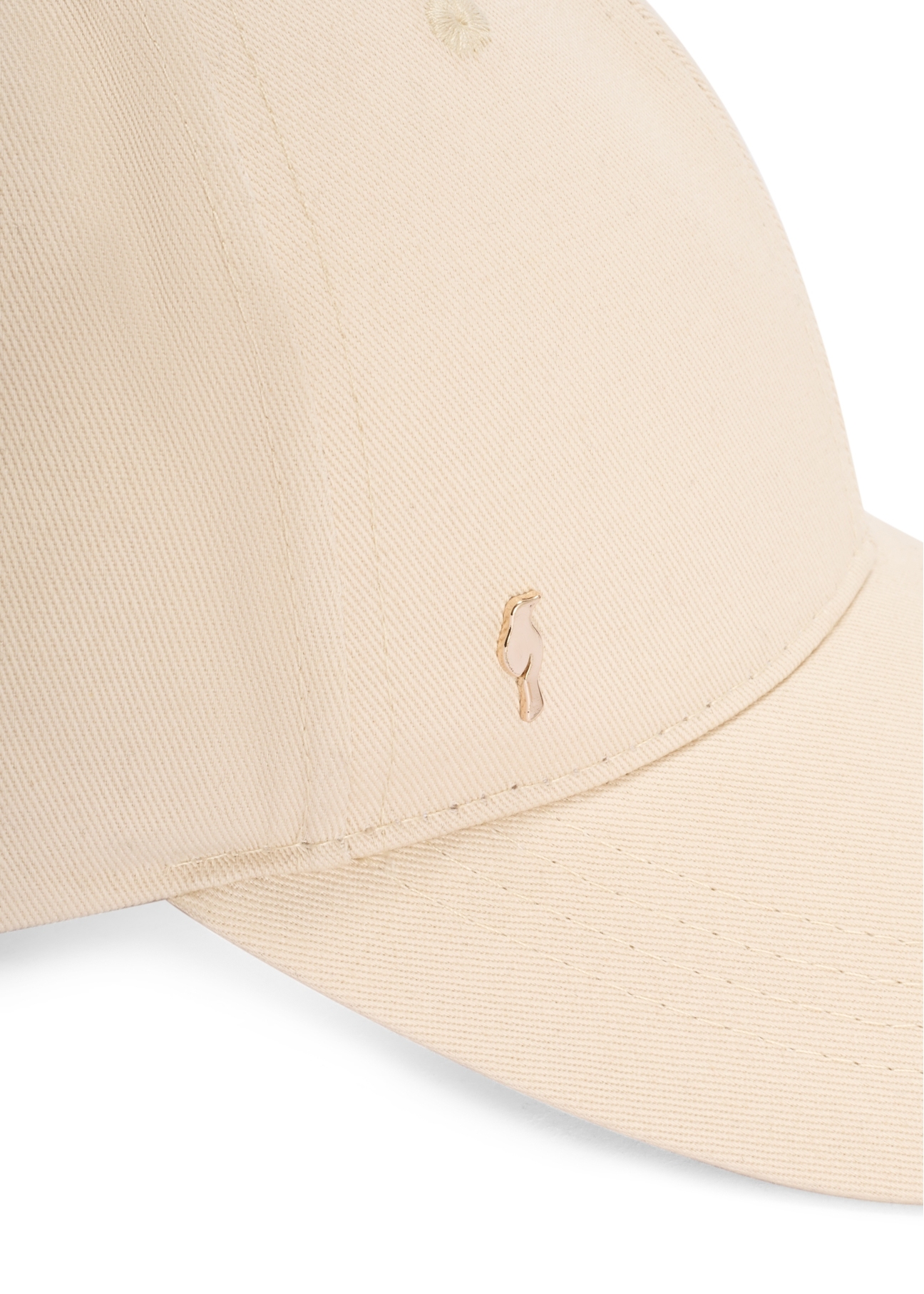 Beige unisex baseball cap CZALT-0001-1B(W26) - close-up detail, on white background.