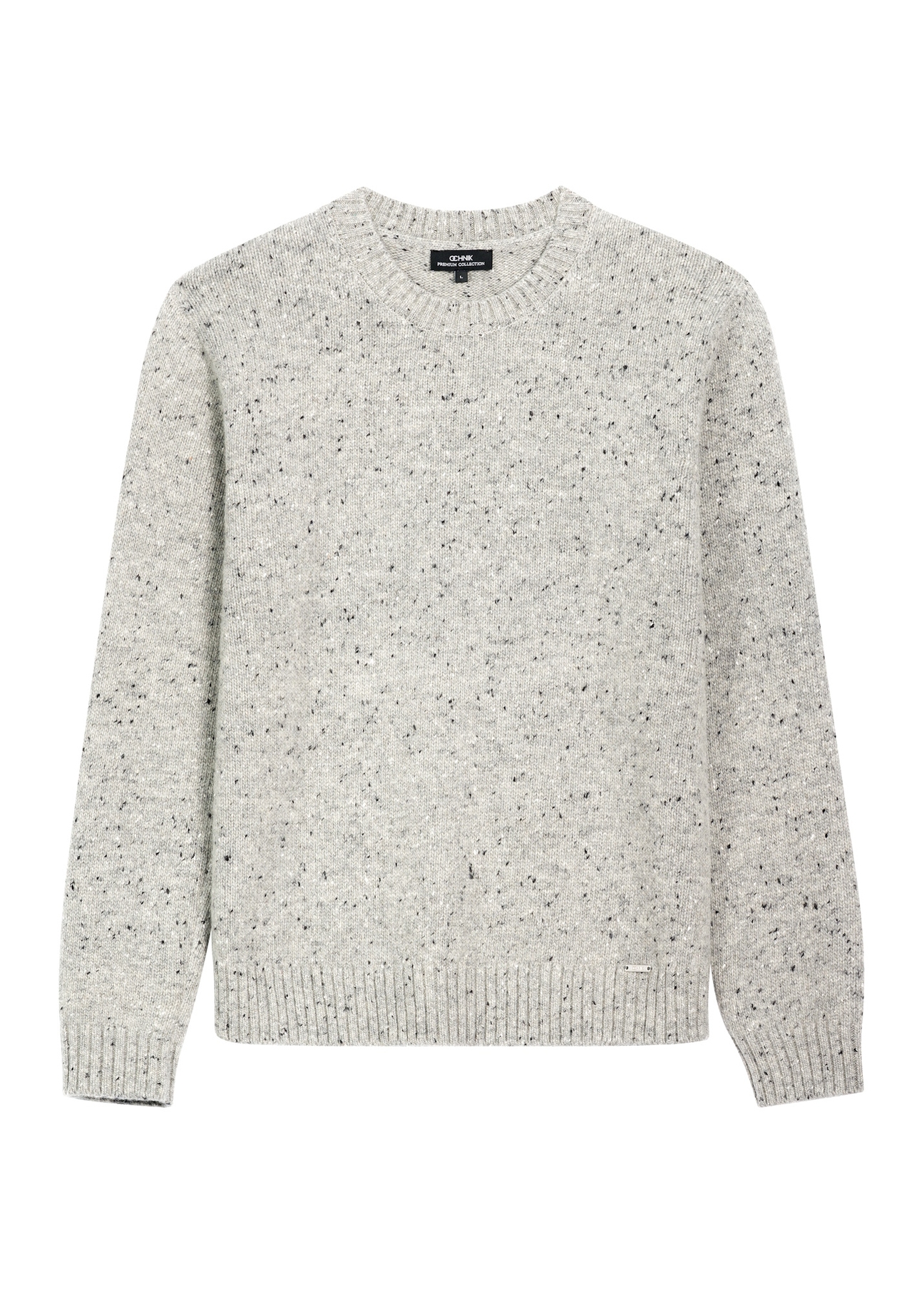 Light gray men's wool sweater SWEMT-0173-9B(Z26), front product view on white background.