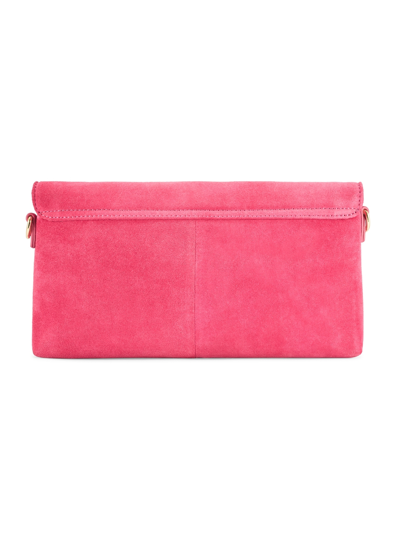 Pink suede women's handbag TORES-1247-5E(W26) - product view from the back, on a white background.