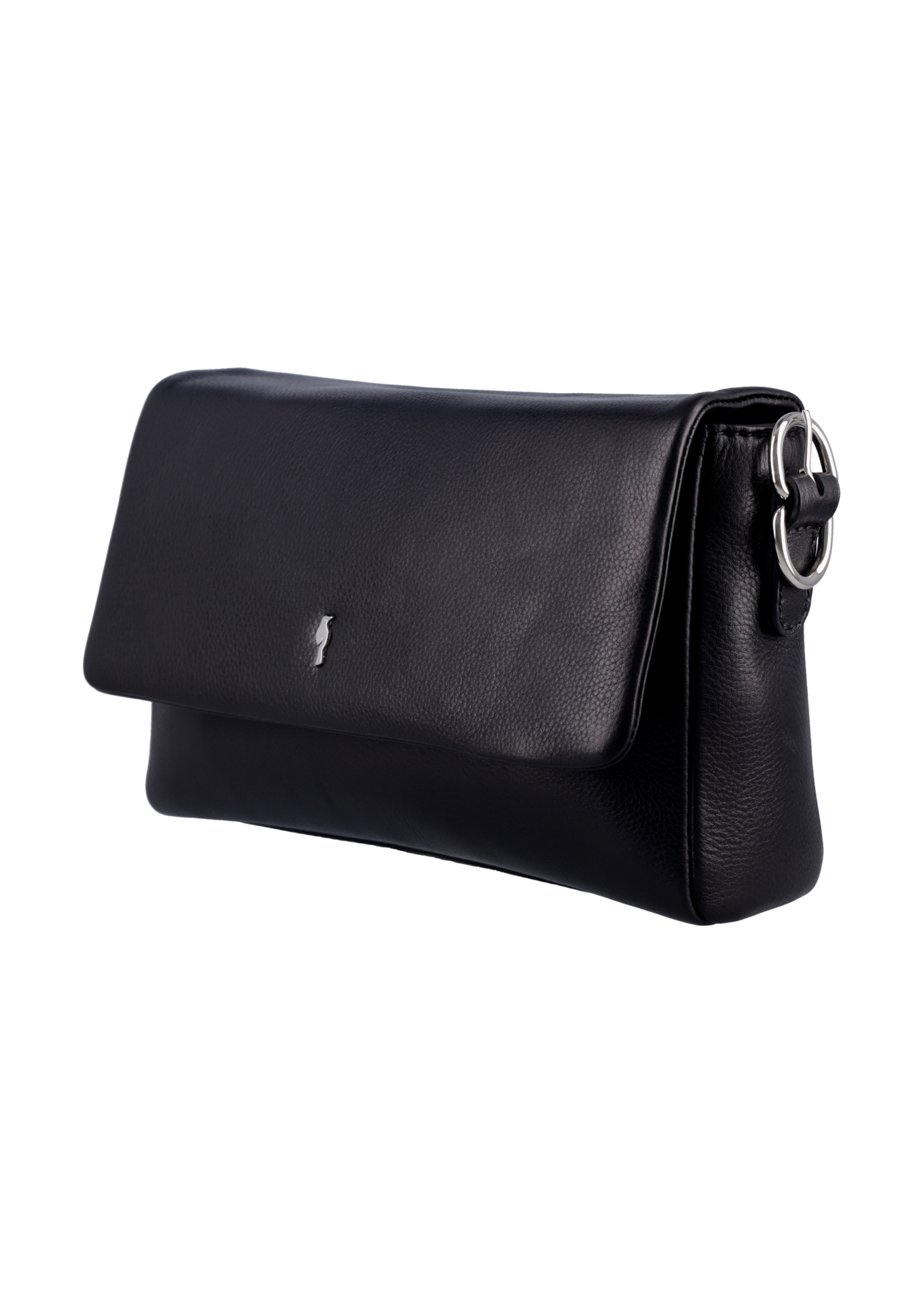 Black leather women's handbag TORES-1377-99(Z26), diagonal product view on white background.