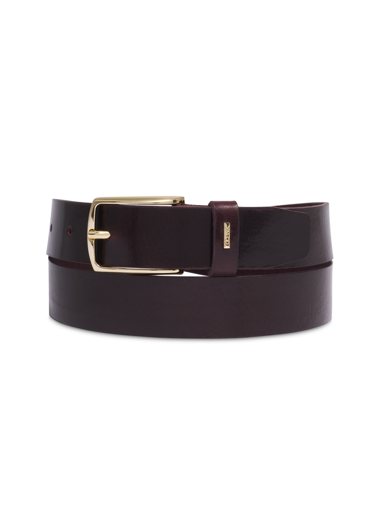 Women's leather belt in a deep burgundy shade PASDS-0358-4D(Z26) - front product view, on a white background.