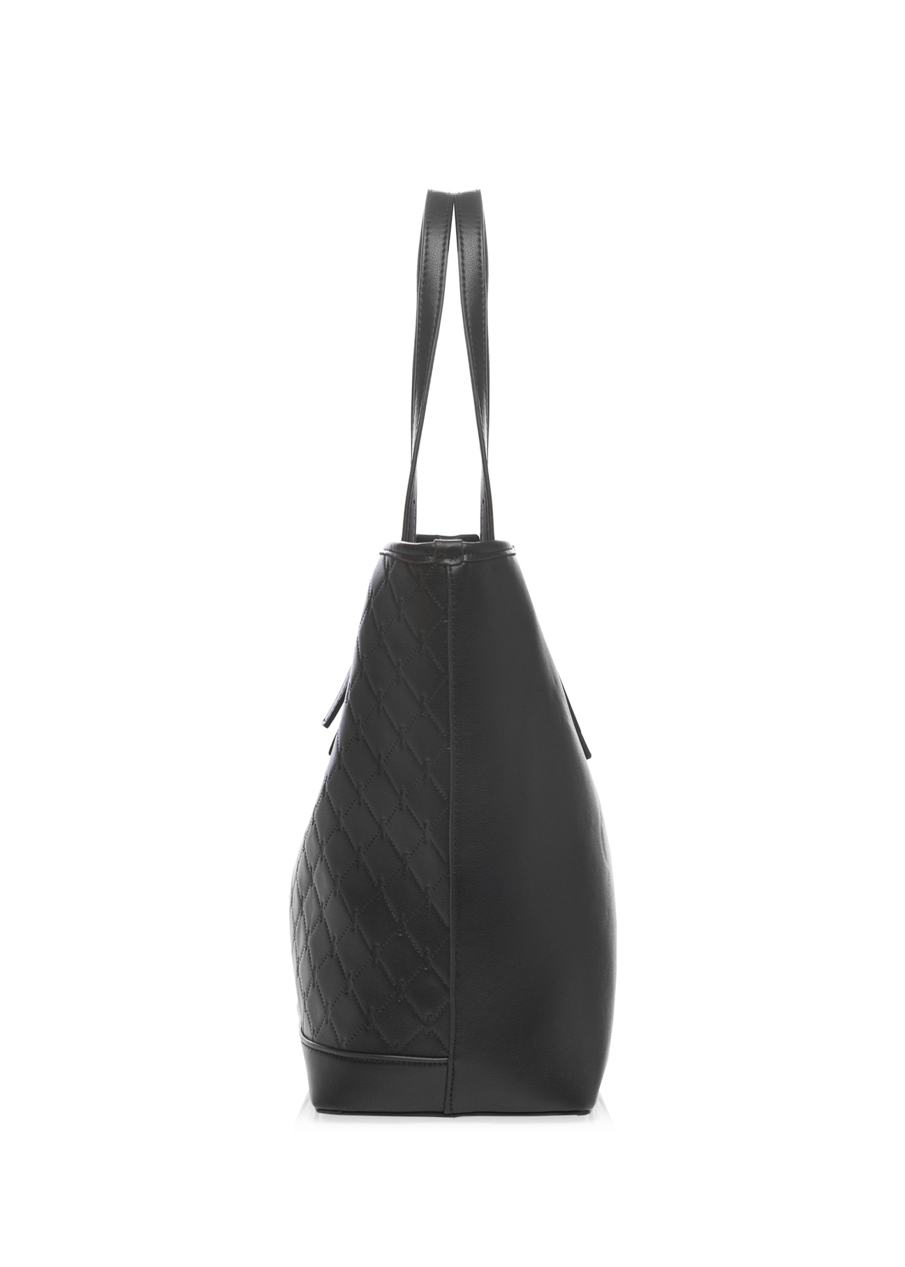 Black shopper bag with monogram TOREC-1181-9P(W26), side view of the product on a white background.