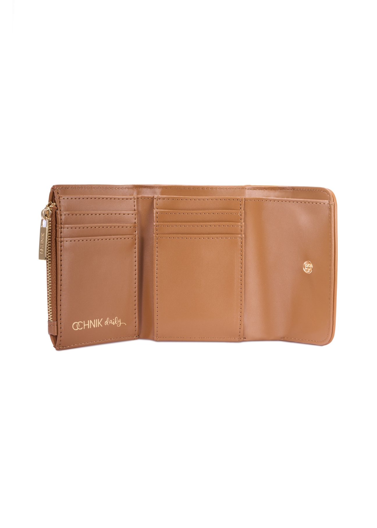 Cream small women's wallet POREC-0409-12(W25), view of the inside of the product on a white background.