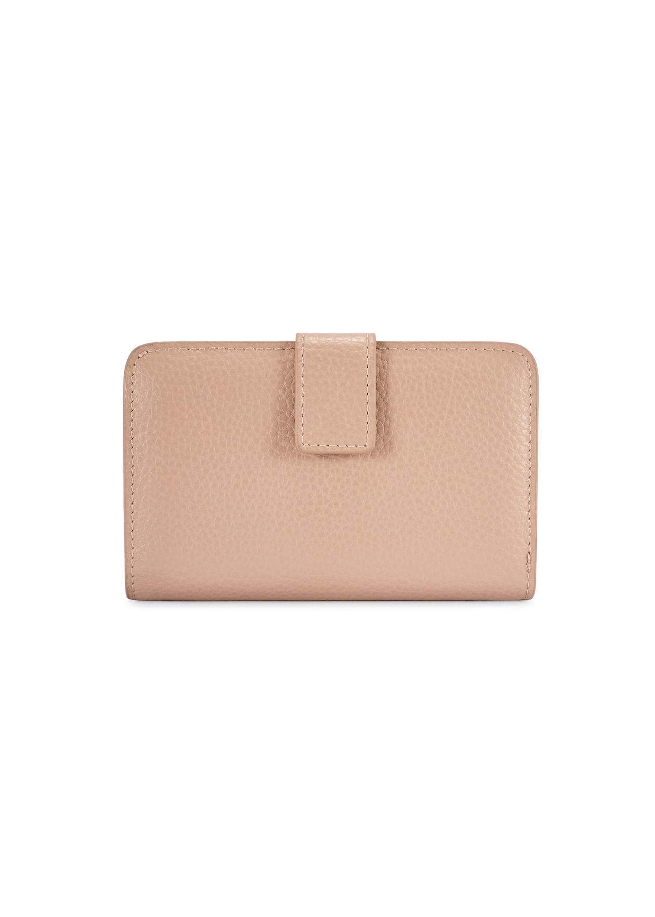Medium beige leather women's wallet PORES-0896R-1B(W26), product view from the back on a white background.