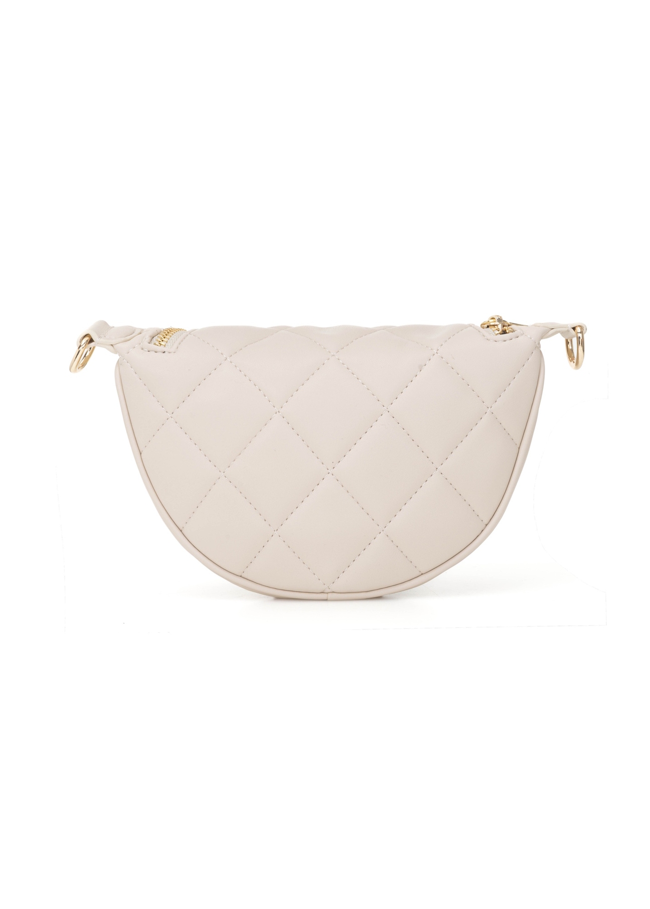 Cream quilted women's handbag TOREC-1091-0B(W26), product view from the back on a white background.
