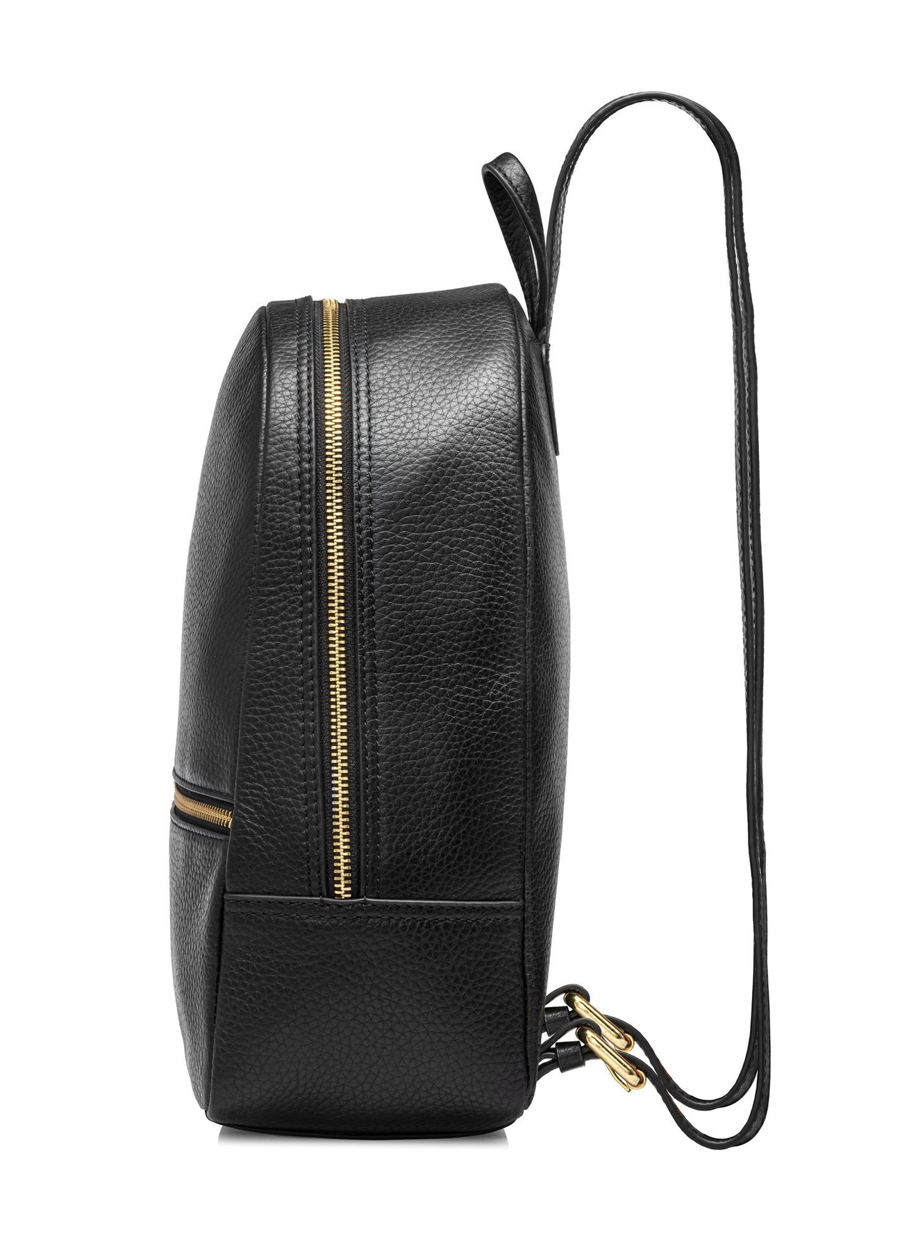 Black leather women's backpack TORES-0898D-99(Z25) - side view of the backpack on a white background.