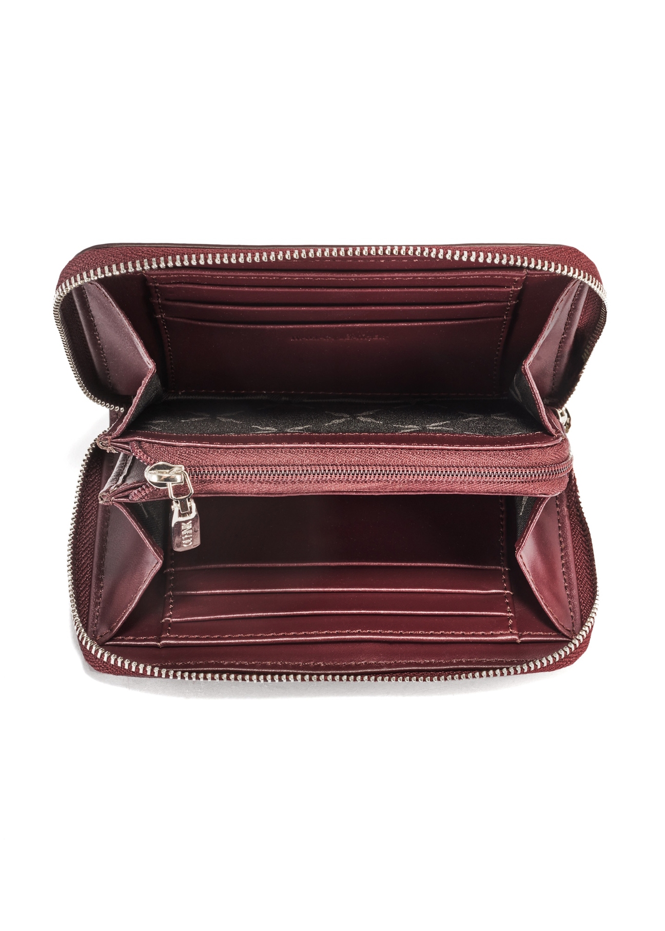 Women's leather burgundy wallet PORES-0966-49(Z25), product view inside on white background.