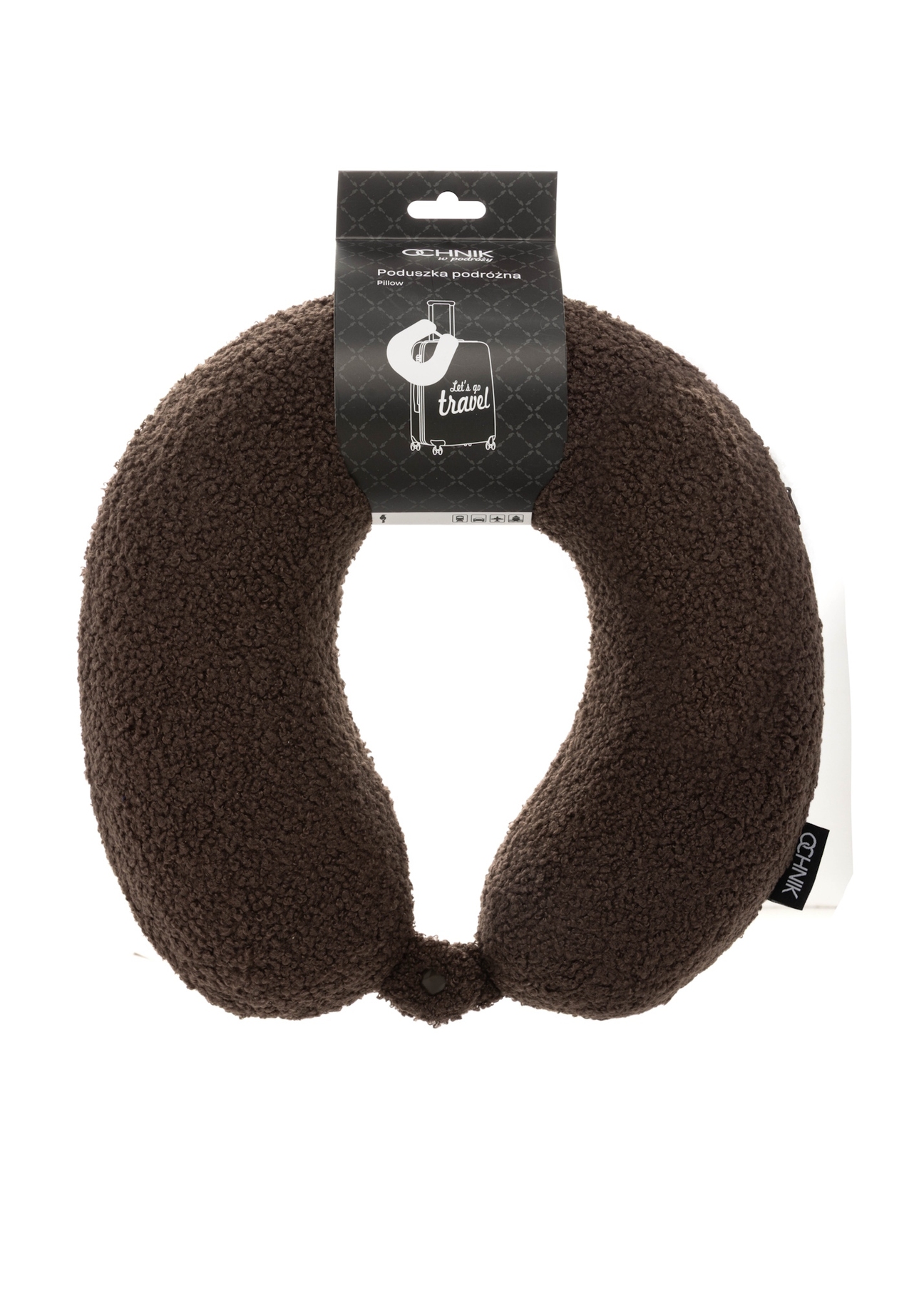 Soft brown headrest AW-014-0003-1H(W26), product view with packaging on white background.