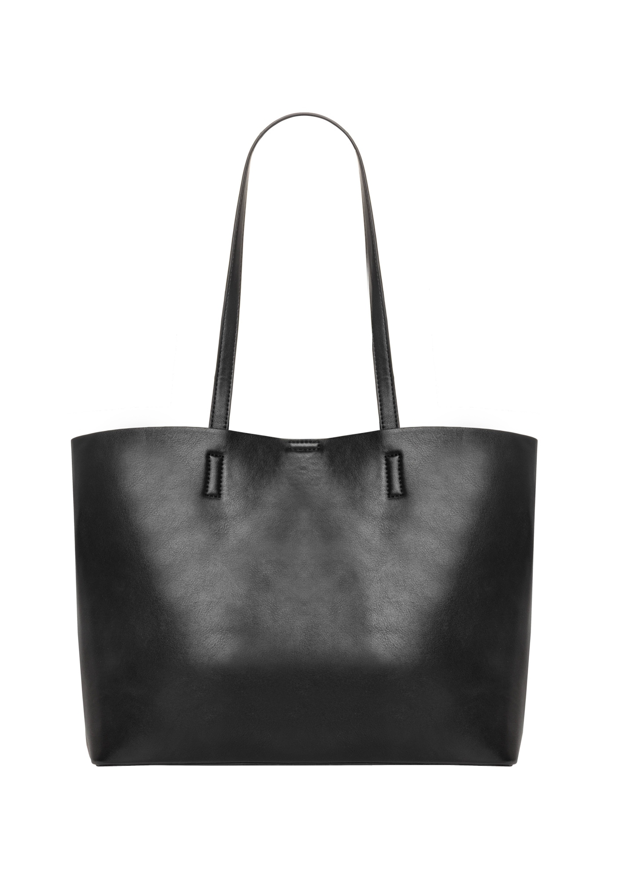 Large black shopper bag TOREC-1386-99(Z26), rear view of the product on a white background.