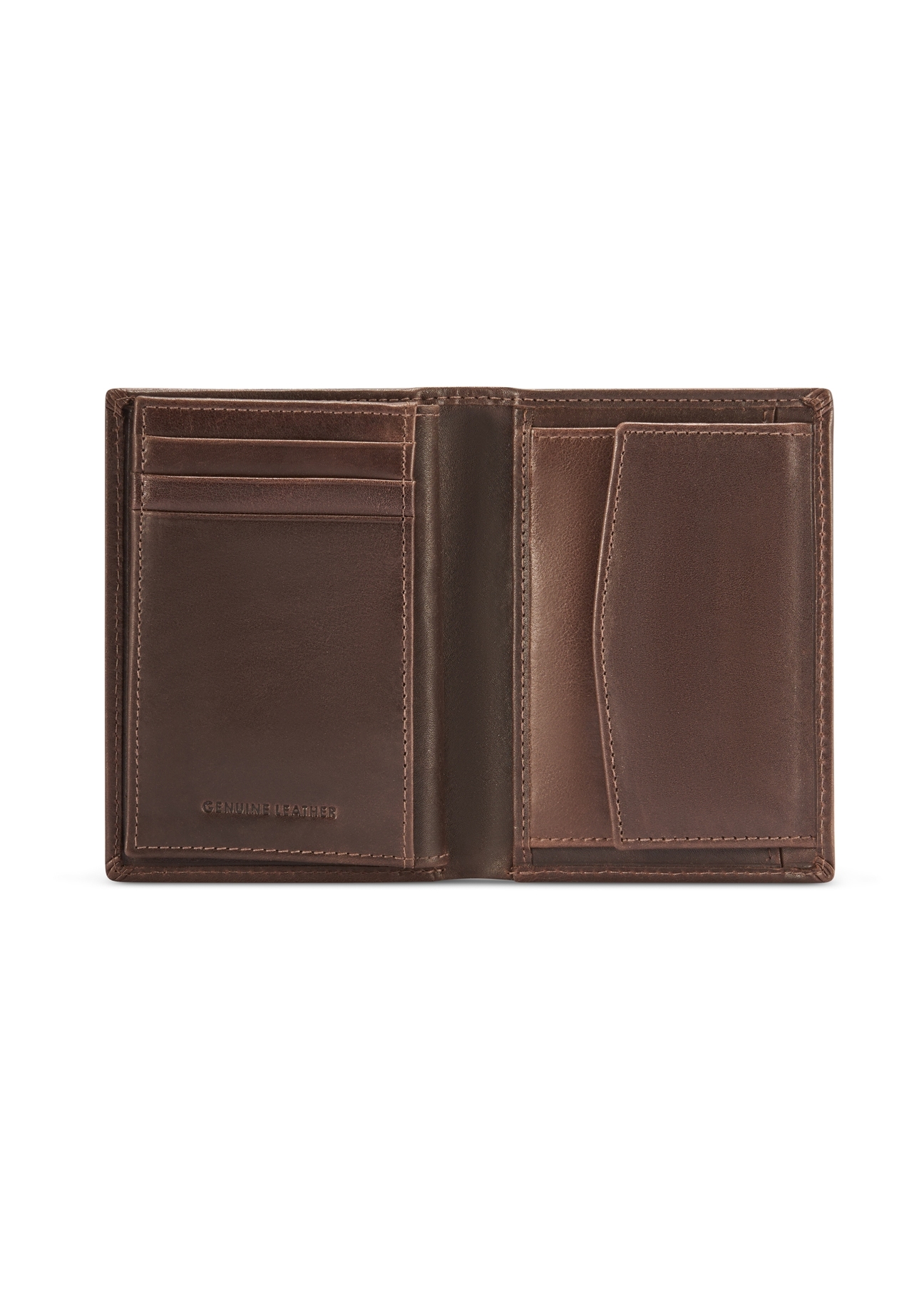 Men's brown leather wallet PORMS-0672-89(Z25), product view from the inside on a white background.