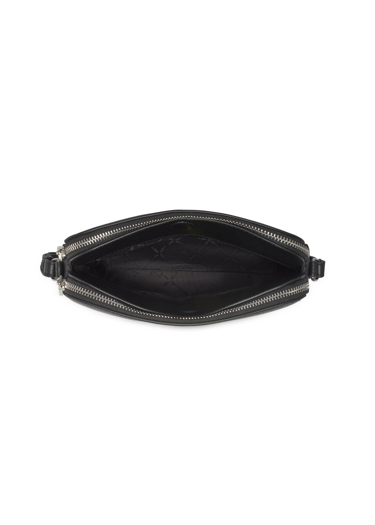 Small black leather women's handbag TORES-1353-99(Z26), product view inside on white background.