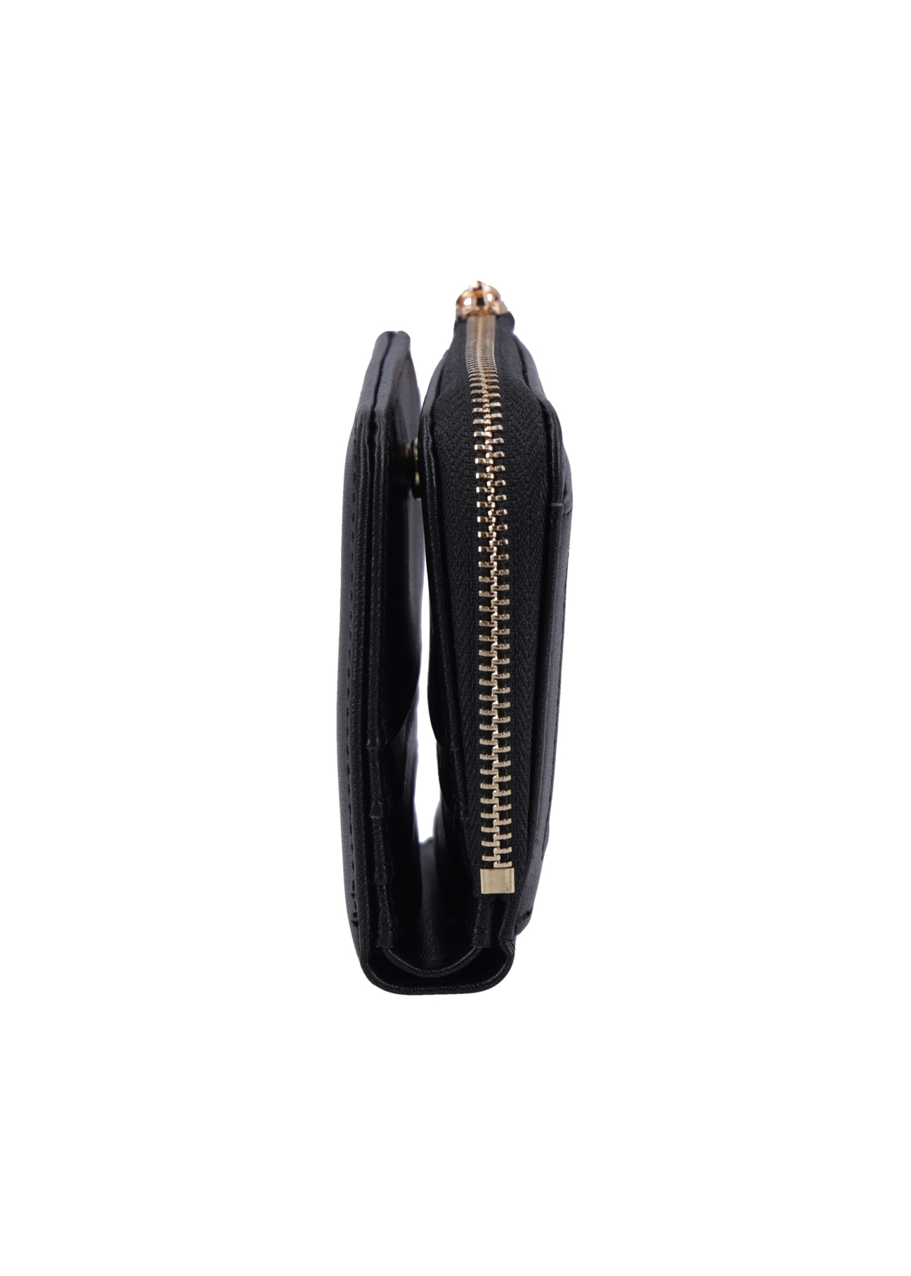 Small black women's wallet POREC-0400A-99(Z26), side view on a white background.