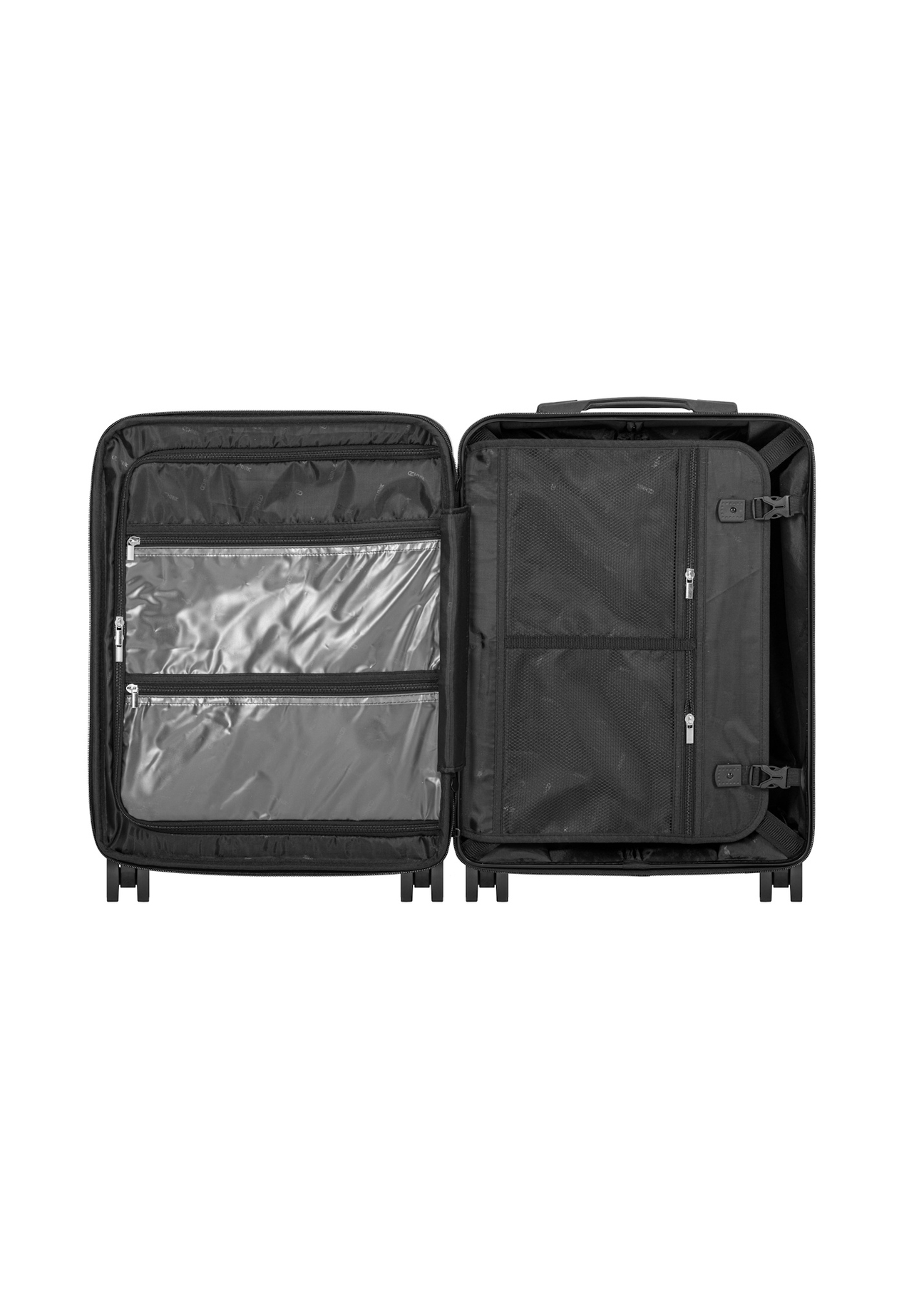 Small suitcase on wheels WALAB-0073-2X-19(W26), product view inside on white background.