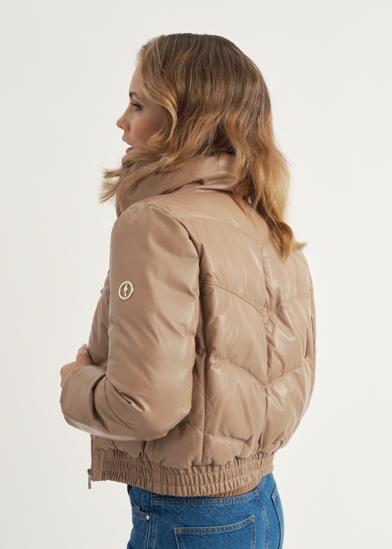 Women's leather bomber with high collar KURDS-0446-3333(Z23)-03