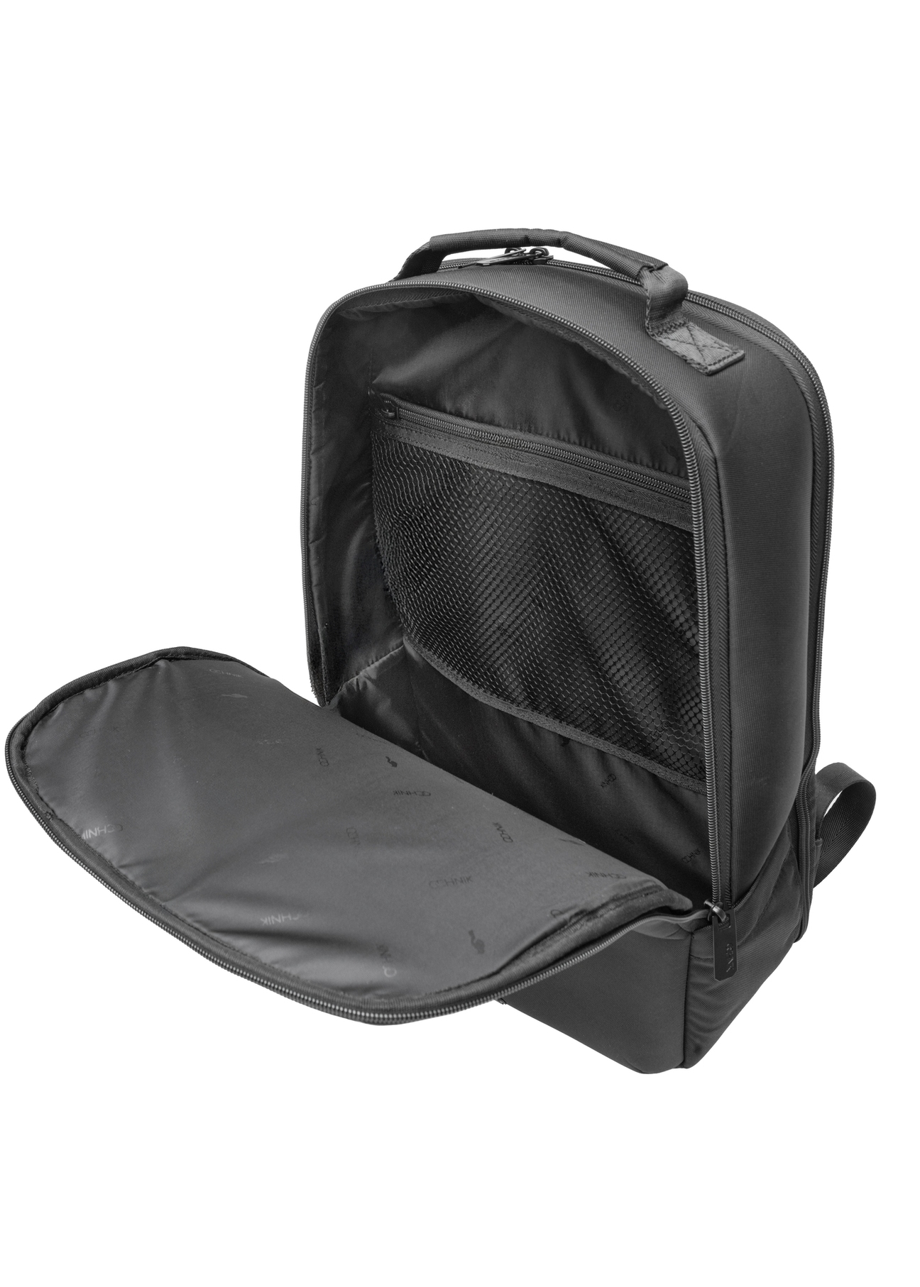 Black men's backpack TORMN-0368-99(Z25), product view from above on a white background.-02