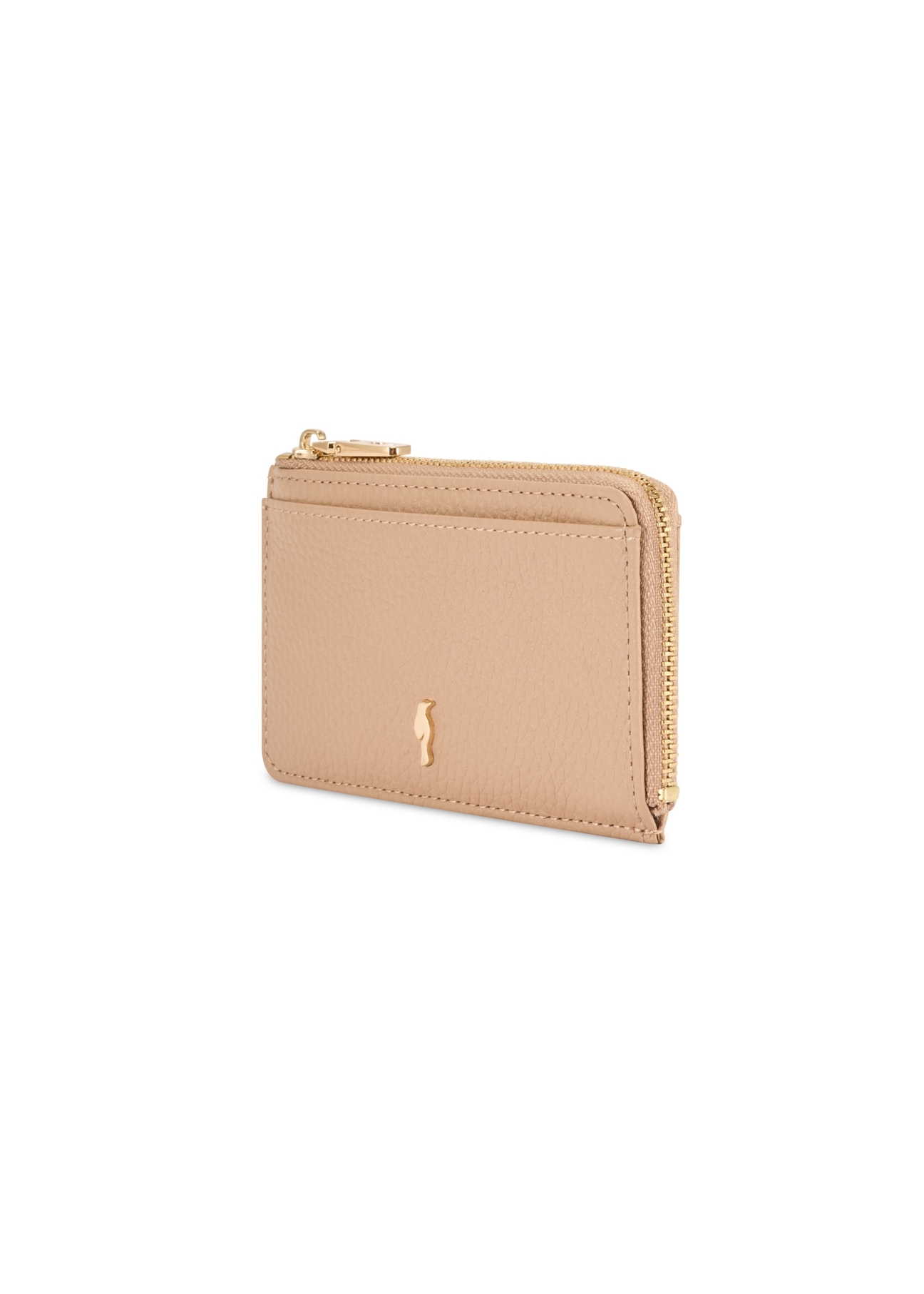 Beige small leather women's wallet PORES-0978R-1B(W26), diagonal product view on white background.