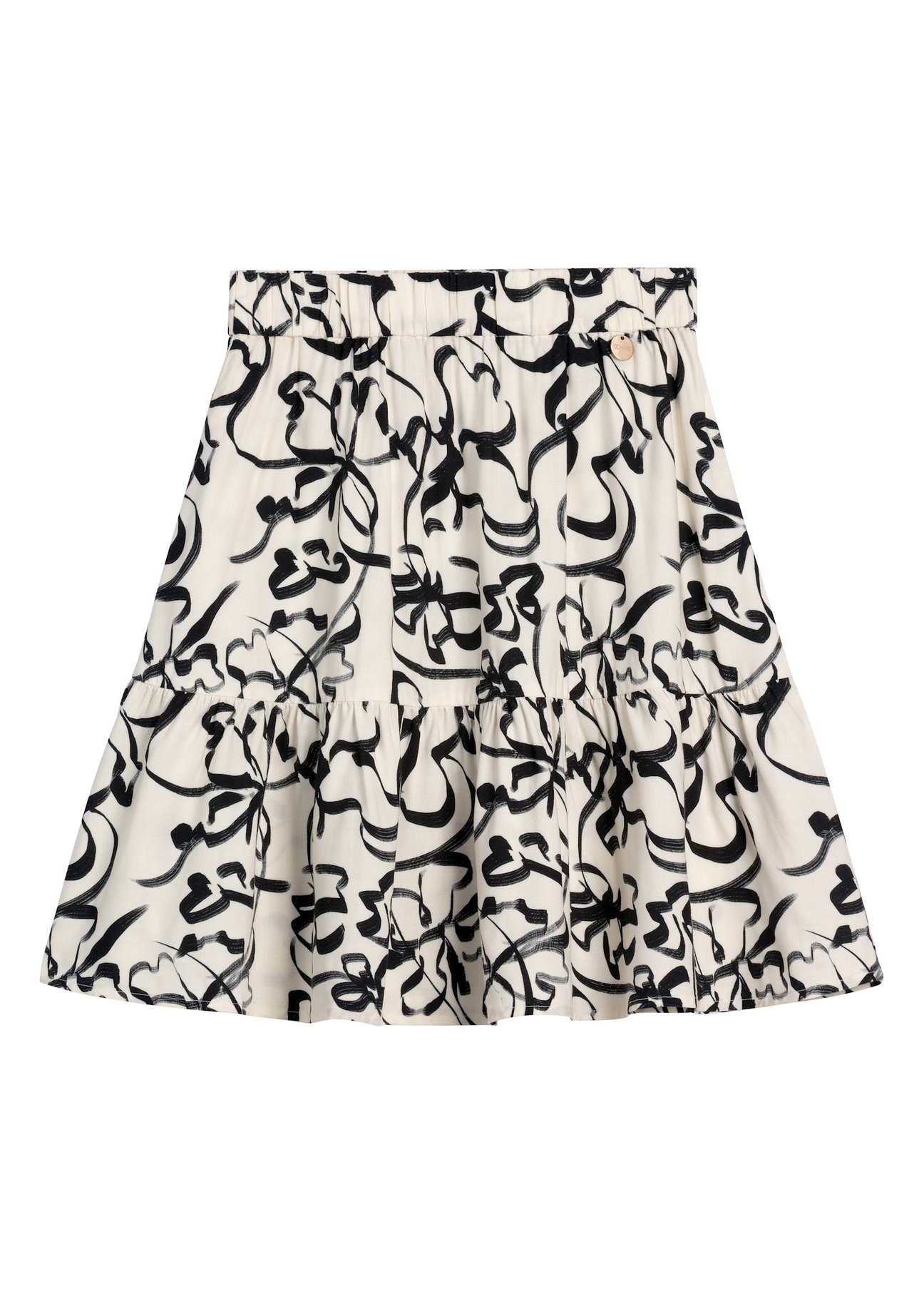 Cream patterned women's skirt SPCDT-0128-1P(W26), front product view on white background.