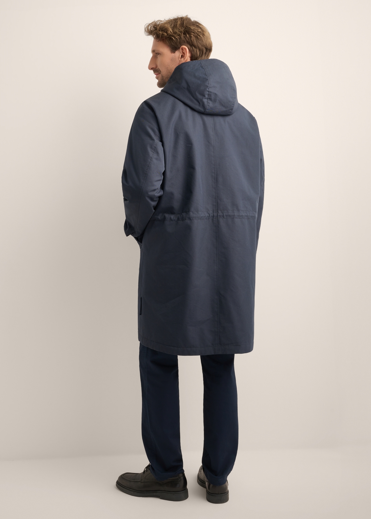 Men's navy transitional jacket KURMT-0425-7D(Z26), product view from the back on the model. Full silhouette visible.