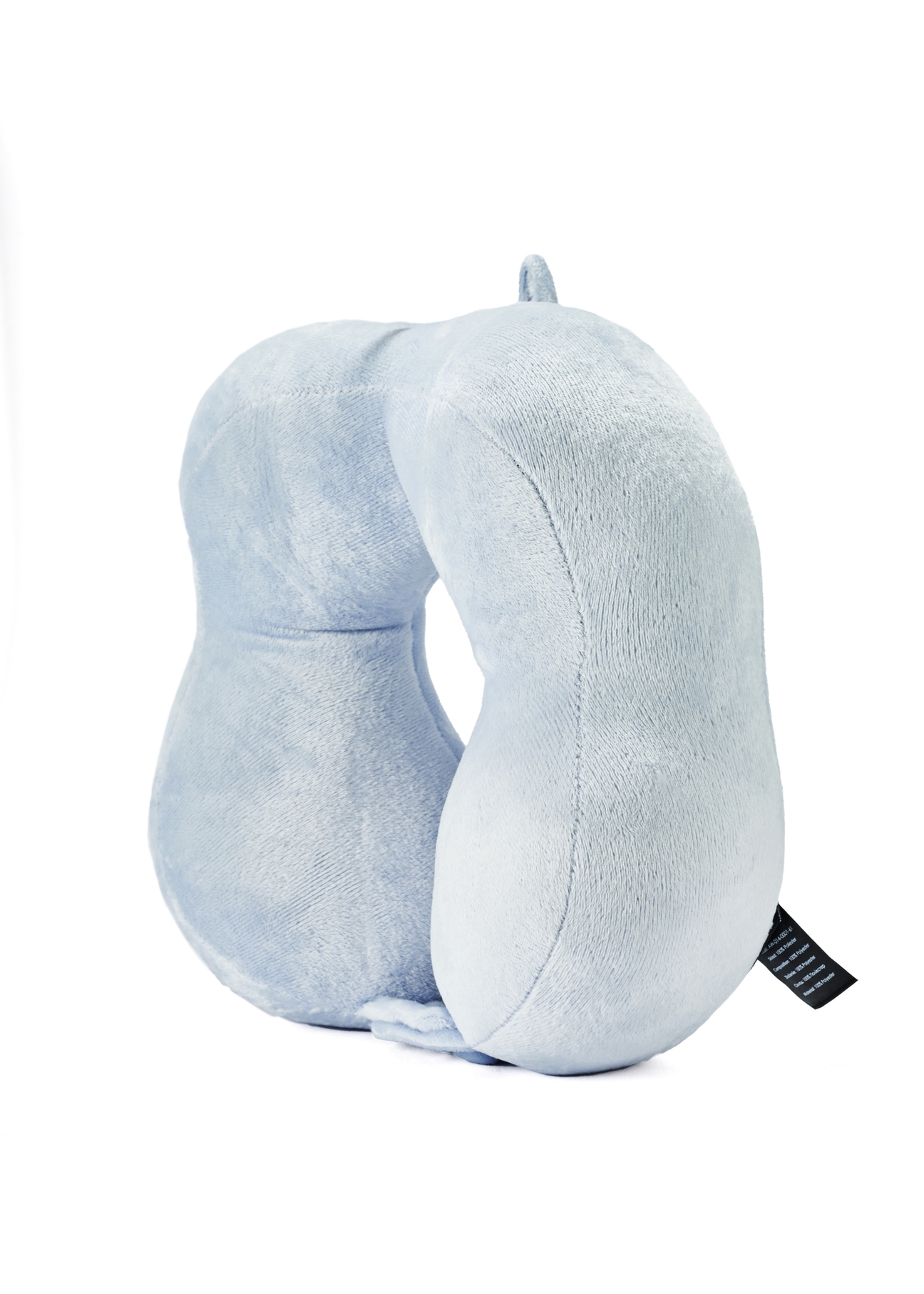 Blue travel pillow AW-014-0001-61(W25), diagonal product view on white background.