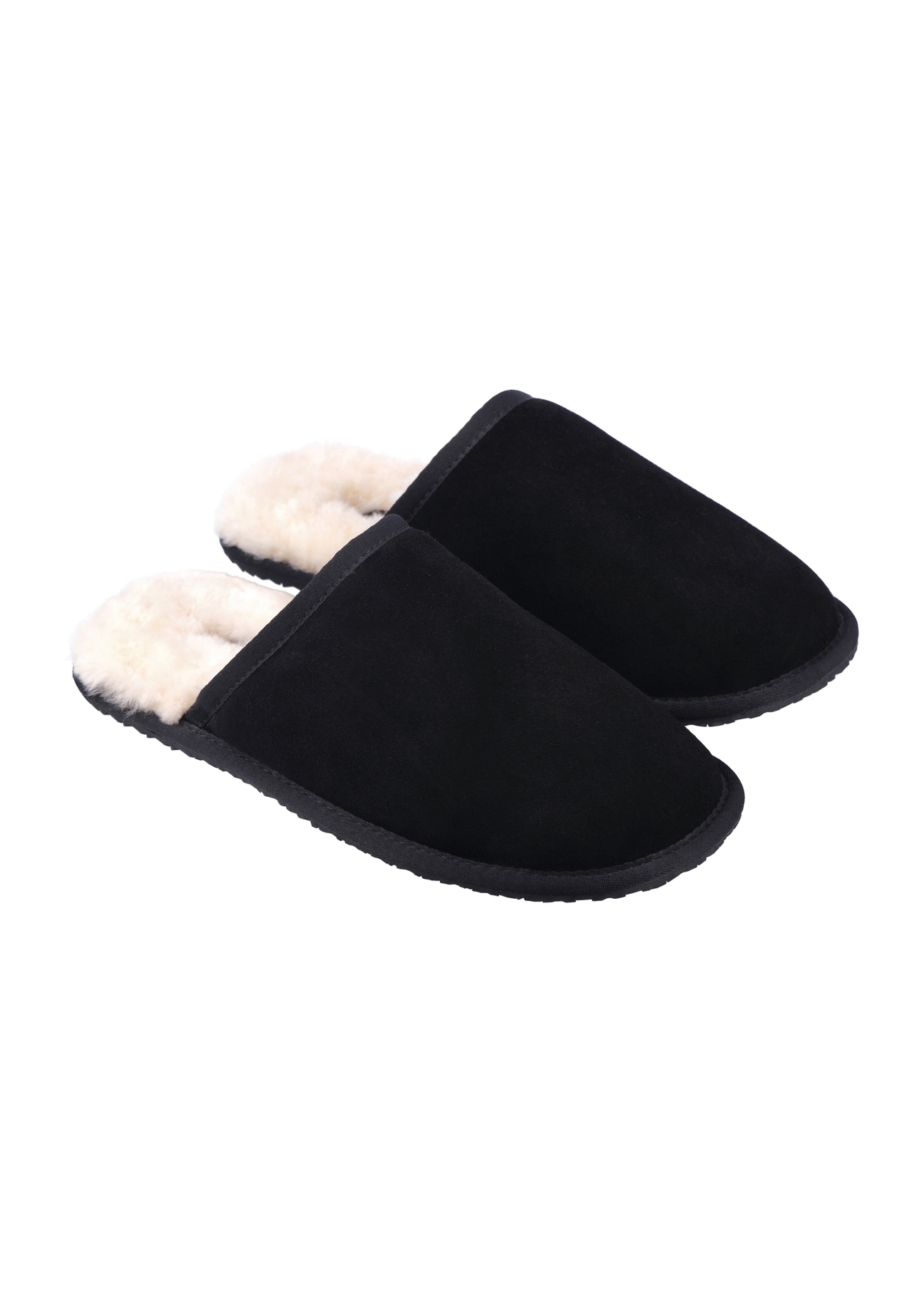 Men's black suede slippers BUTYM-0551-9E(Z26), angled product view on a white background.