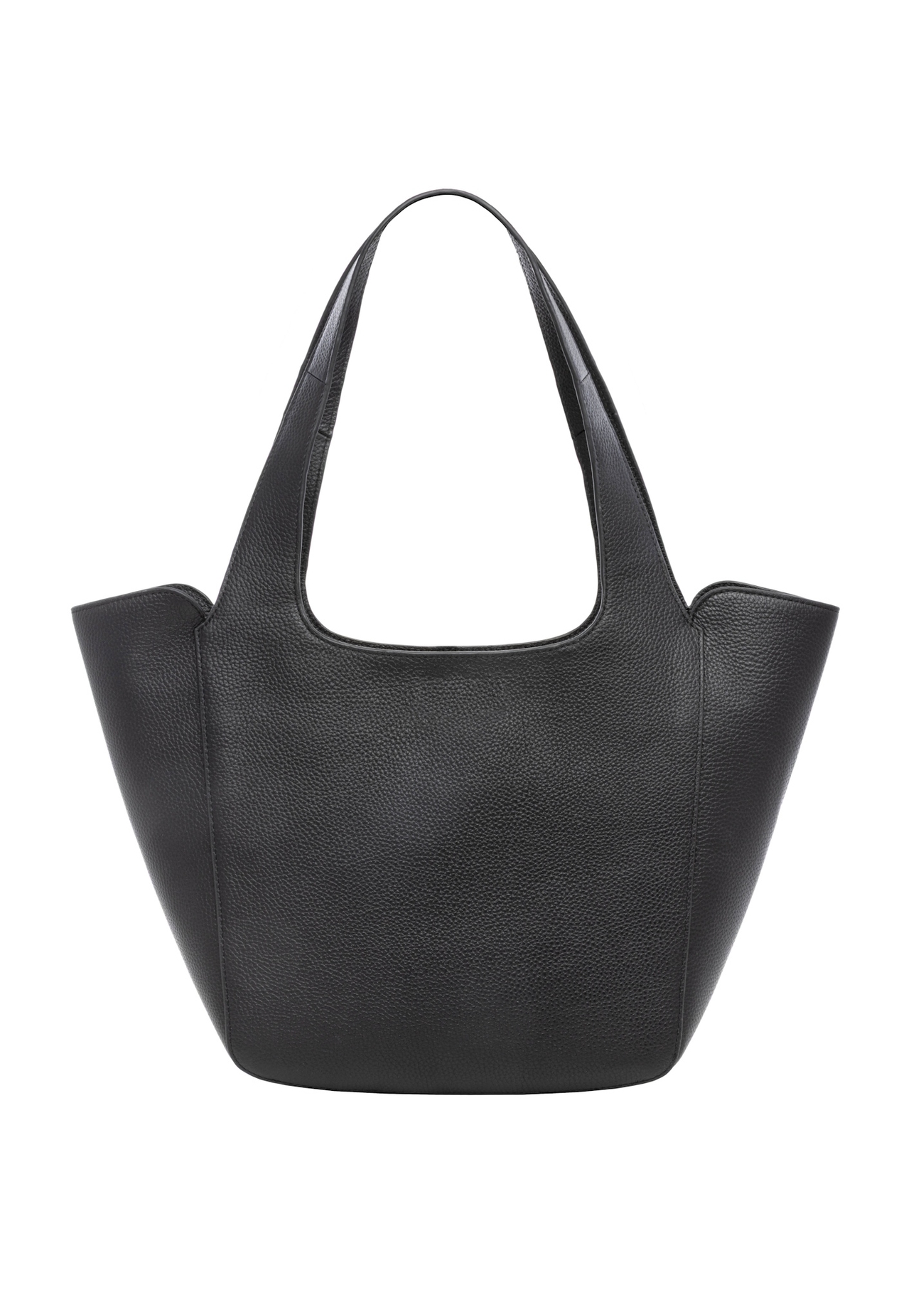 Women's leather black shopper bag TORES-1340-9I(Z26), product view from the back on a white background.