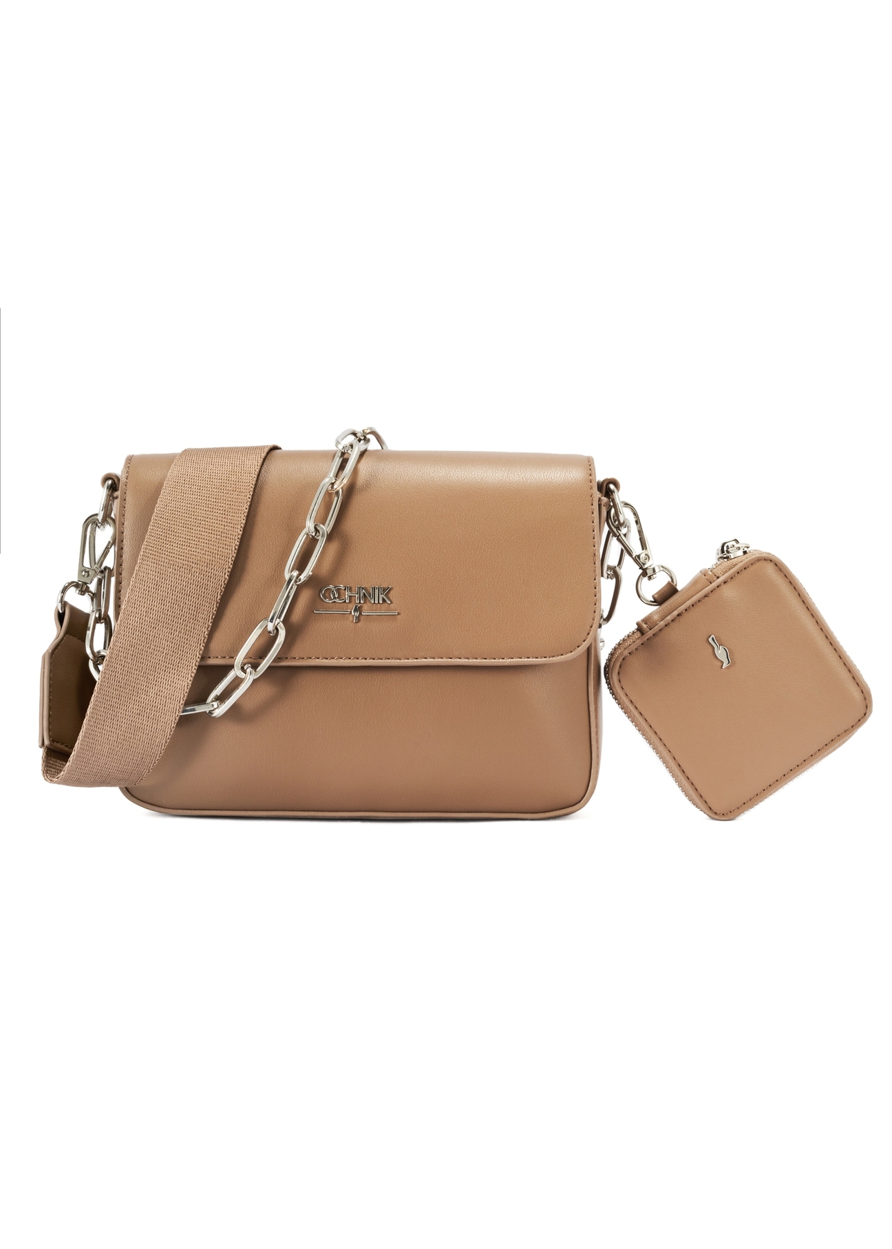 Dark beige women's messenger bag TOREC-0767C-81(Z25), product view from the front on a white background.