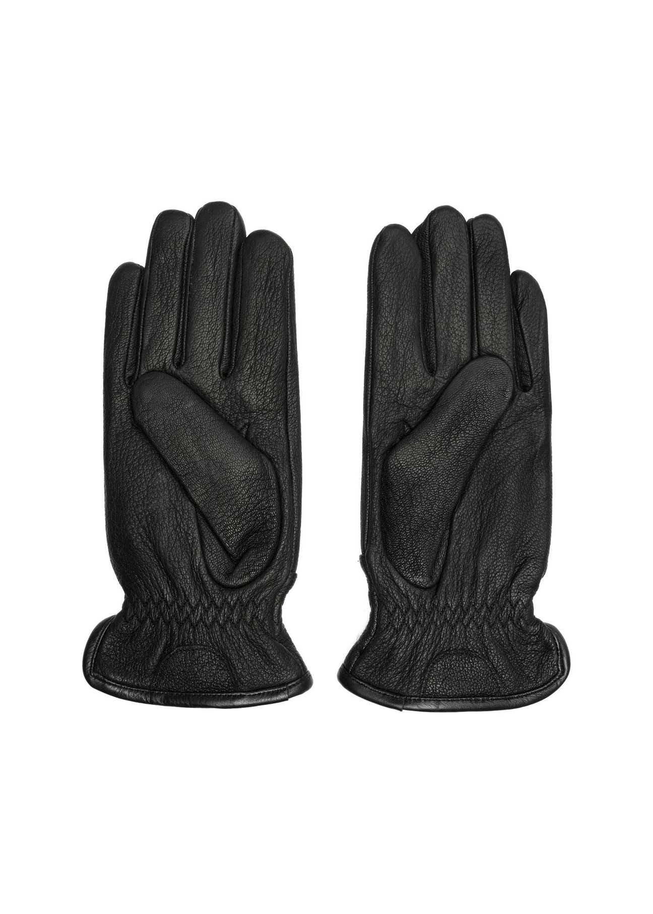 Men's black leather gloves REKMS-0078A-99(Z25), product view from the back on a white background.