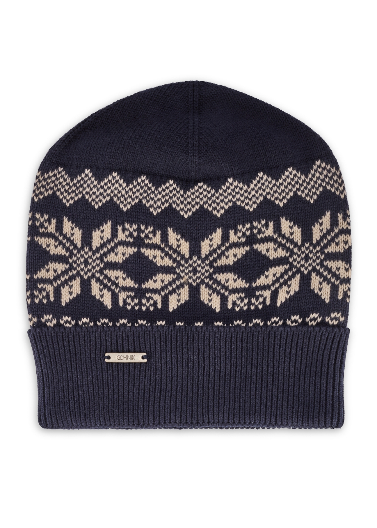 Navy blue cotton men's cap CZAMT-0090-69(Z25), product view from the front on a white background.