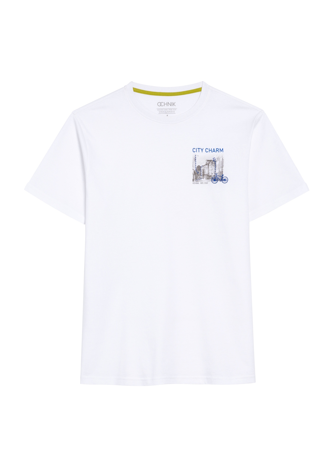 White men's T-shirt with print TSHMT-0133-11(Z25), front product view on white background.