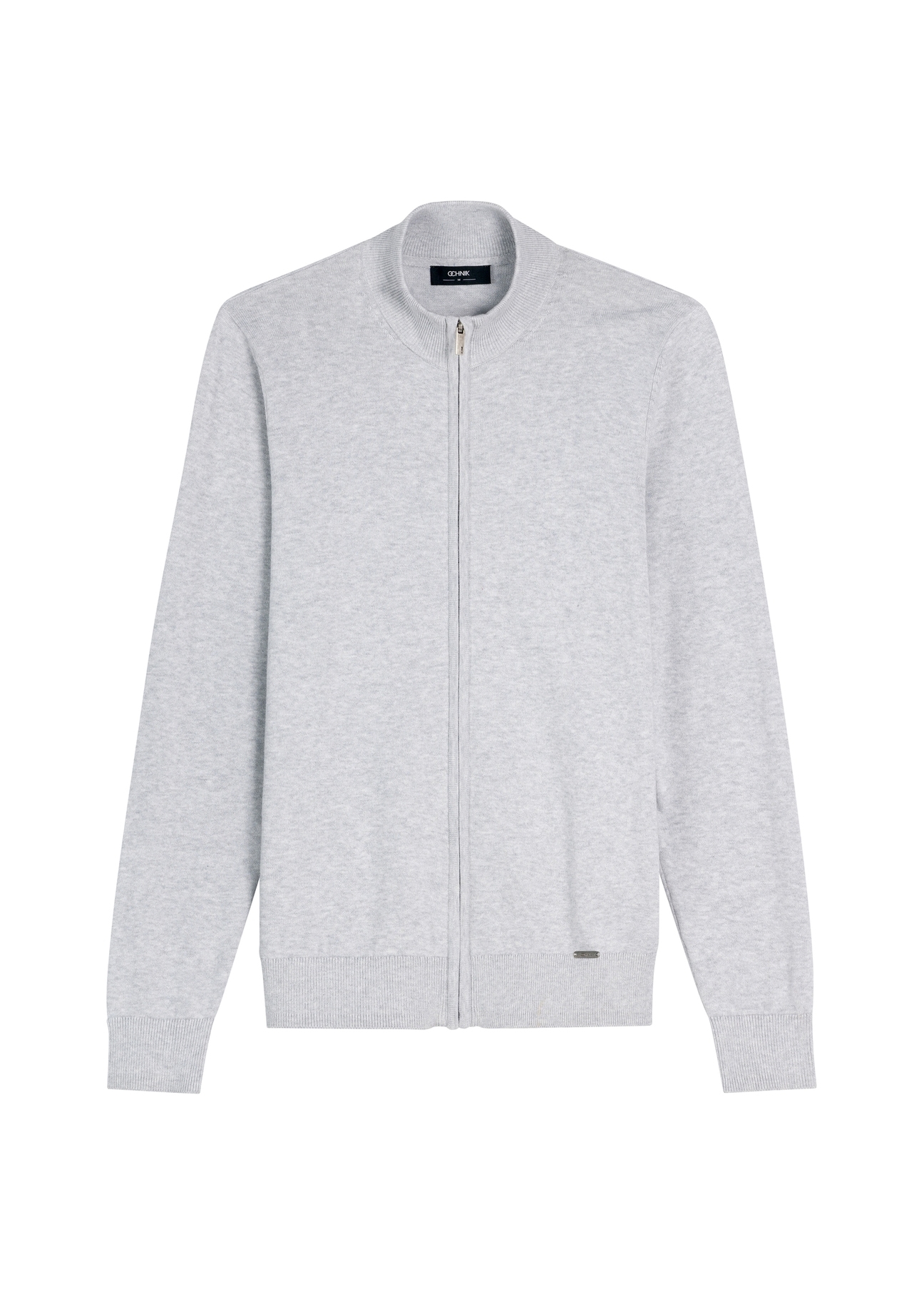 Light gray men's sweater with zipper SWEMT-0190-9A(W26), front product view on white background.