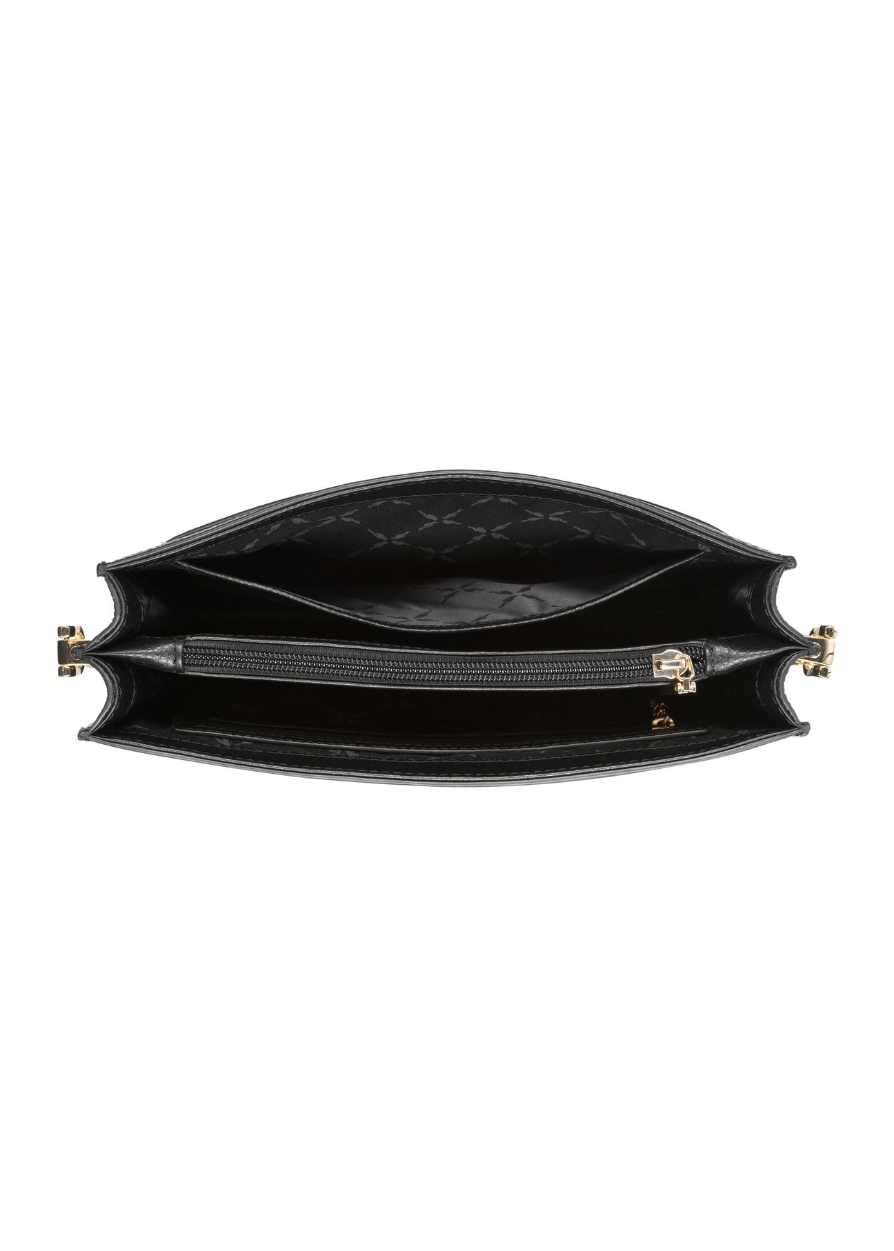 Black leather women's shoulder bag TORES-1221-9I(W26) - top view of the product on a white background.