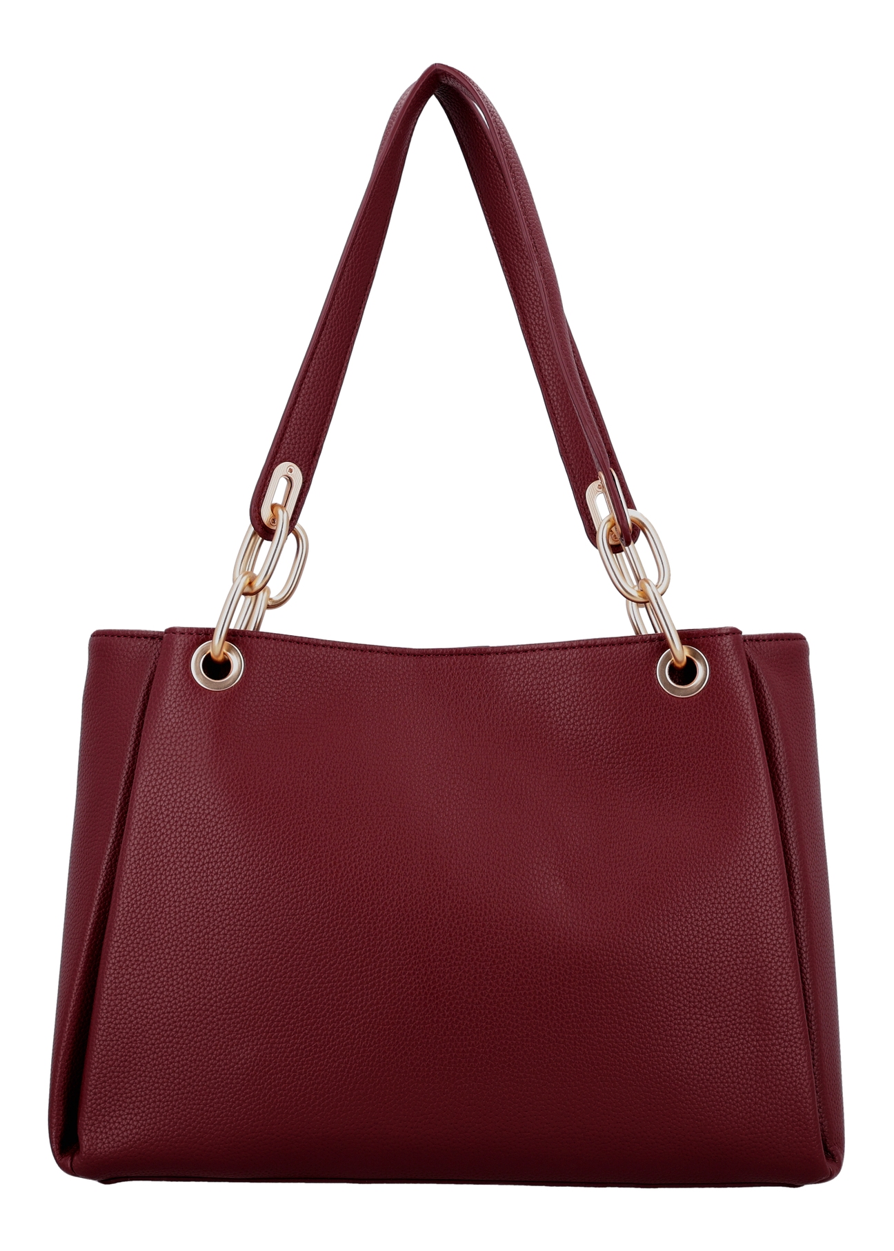 Burgundy women's imitation leather handbag TOREC-0998-4D(W27), product view from the back on a white background.