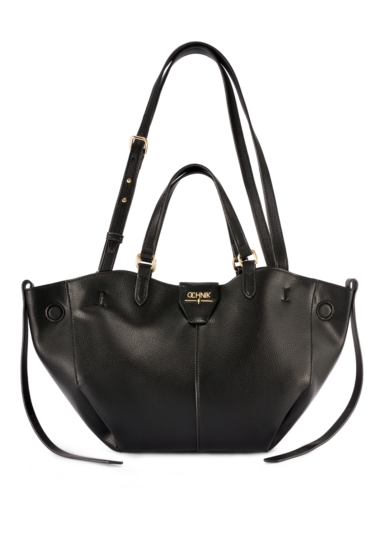 Black women's shoulder bag TOREC-1231-99(W26), front product view on white background.