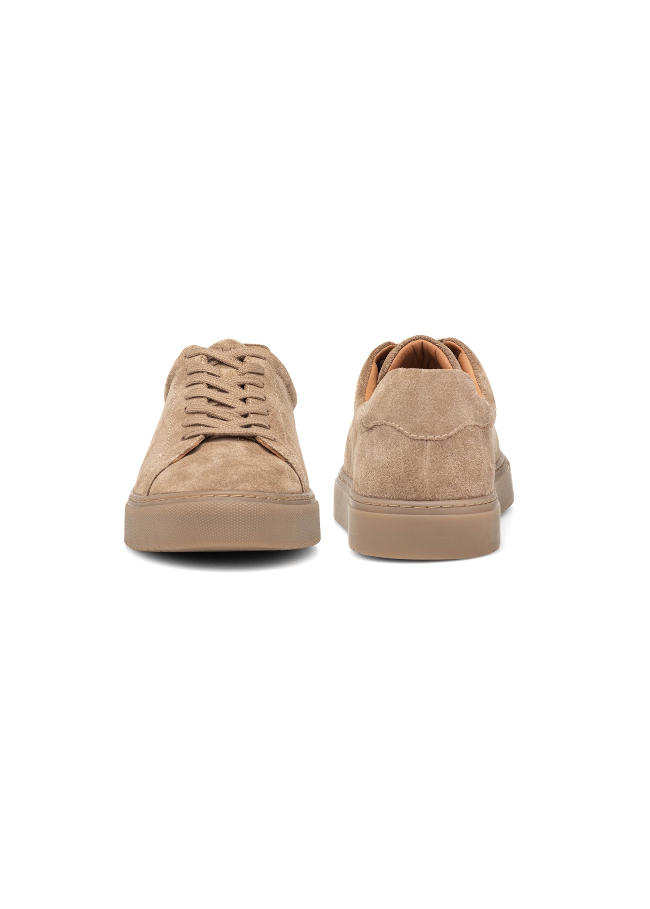 Men's leather shoes in cool beige color BUTYM-0503A-1K(W26), front and back view of the product on a white background.