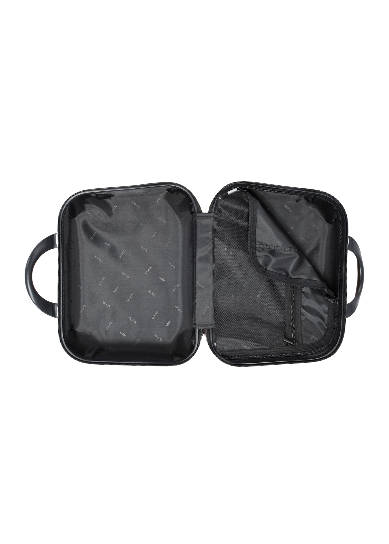 Cosmetic bag WALPC-0012-21-14(W25) interior view on white background.