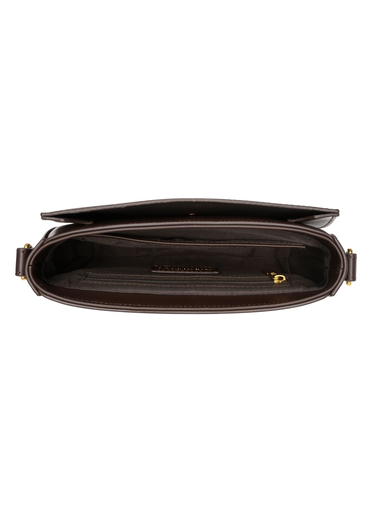 Small brown women's handbag TOREC-1264-1I(Z26) - product view from above, on a white background.