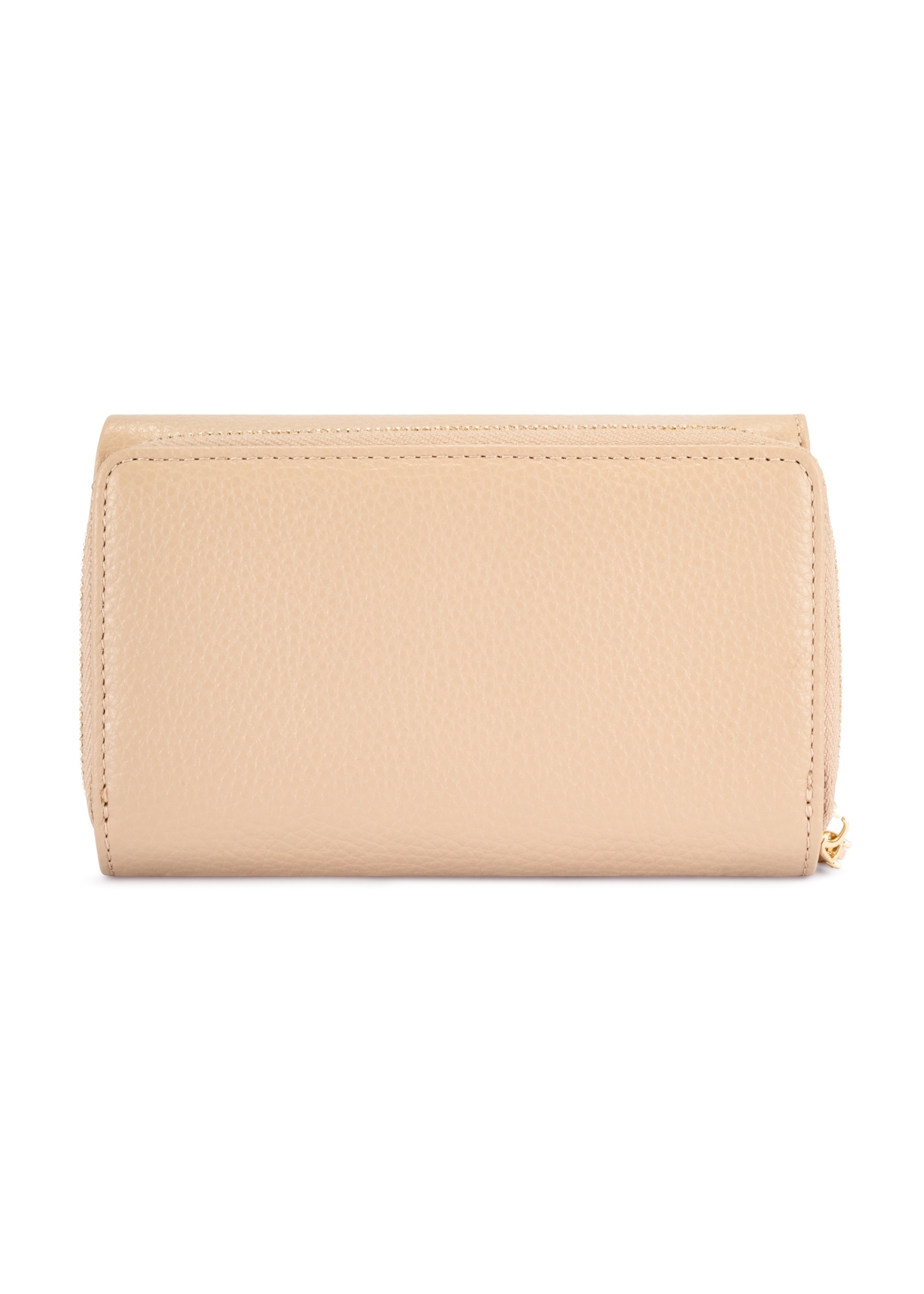 Large beige leather women's wallet PORES-0801R-81(Z25), product view from the back on a white background.