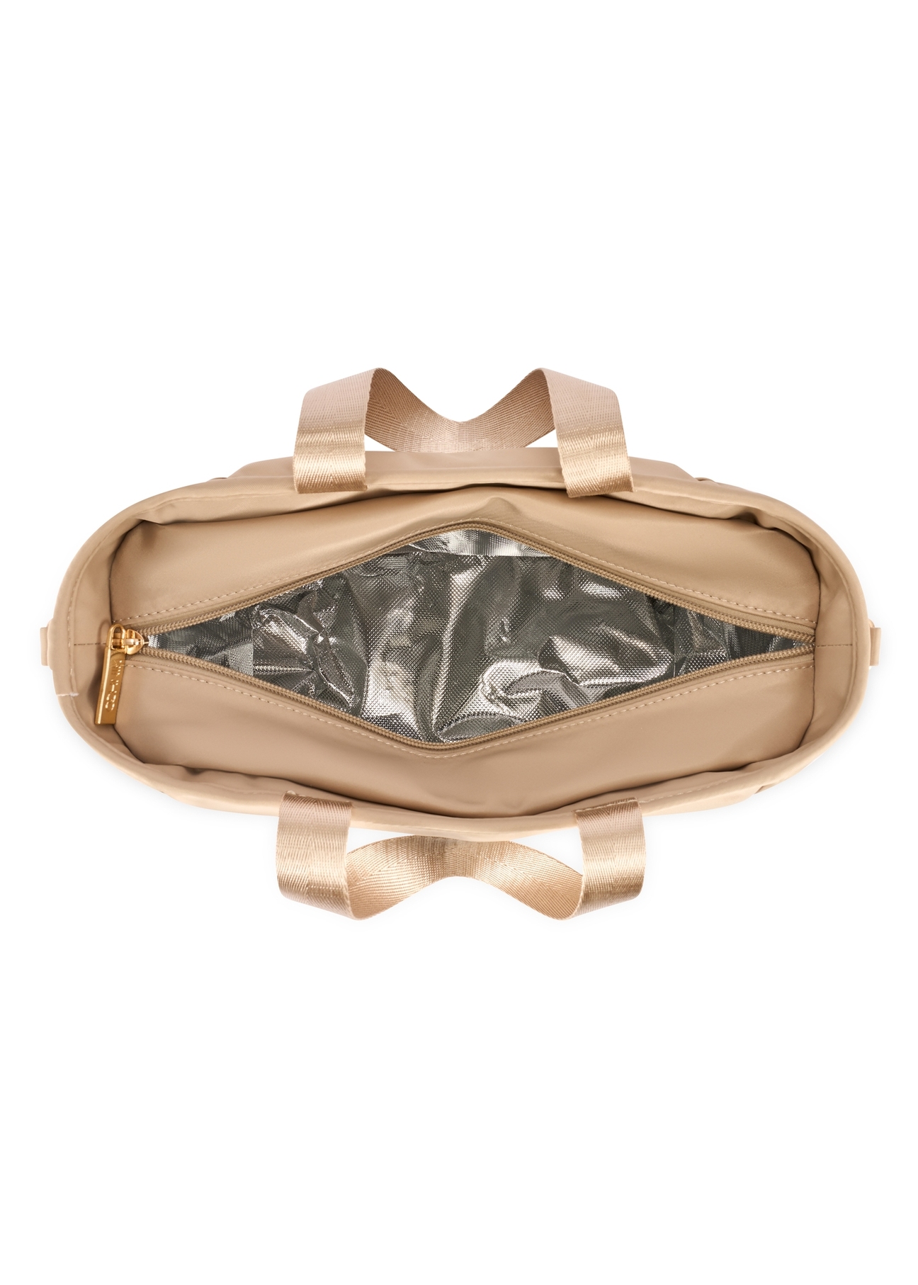 Beige lunchbox bag TOREN-0346-1A(W26) - product view from above, on white background.