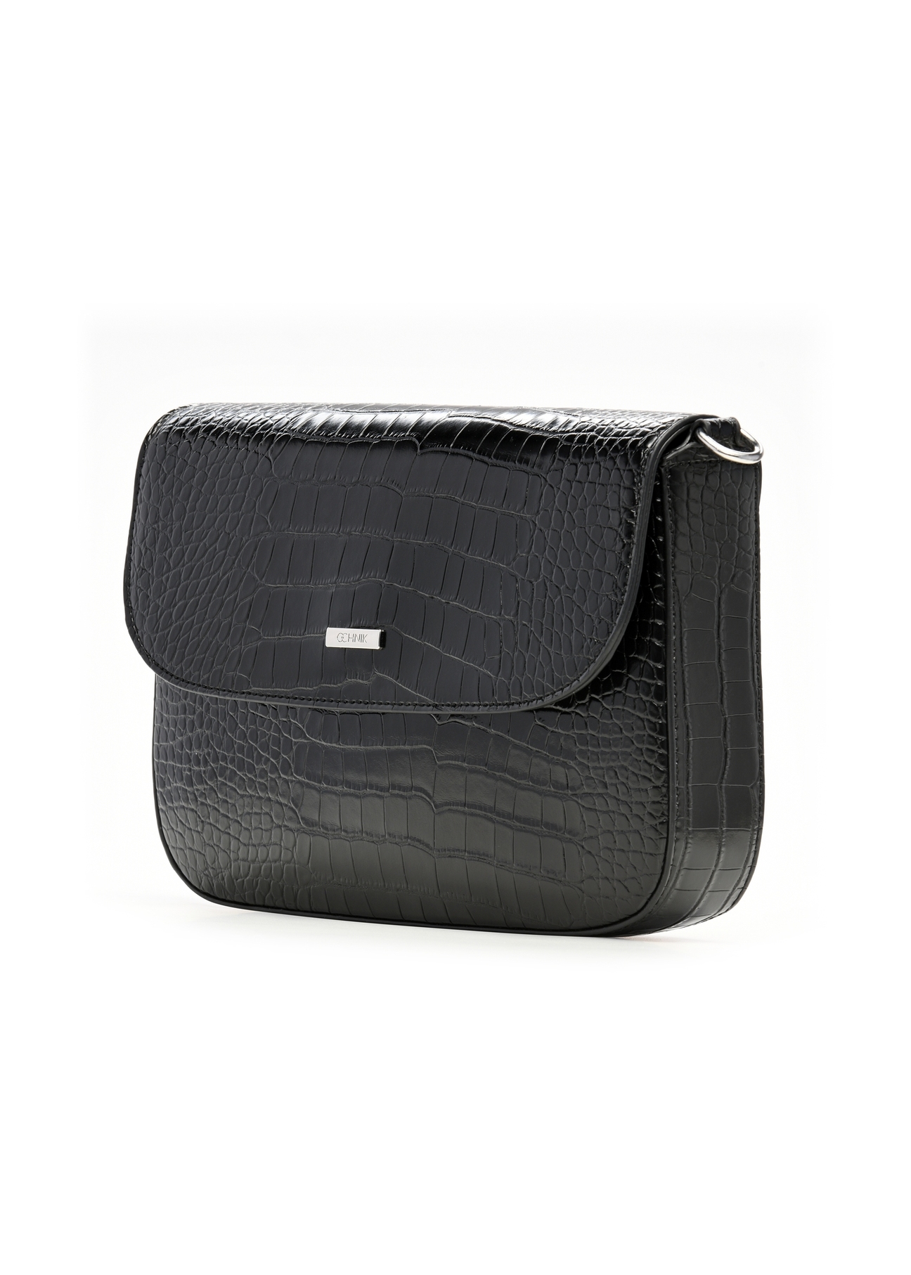 Black croco women's handbag TOREC-1262-9G(Z26), diagonal product view on a white background.