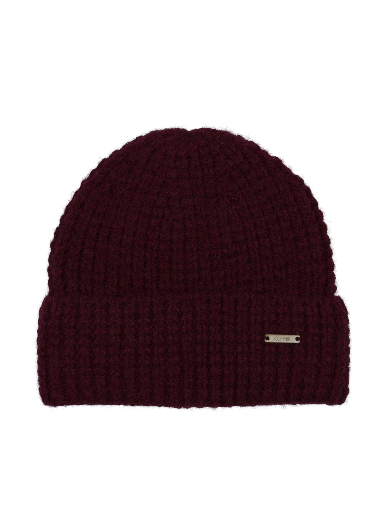Burgundy women's wool hat CZADT-0204-4D(Z26), front product view on white background.