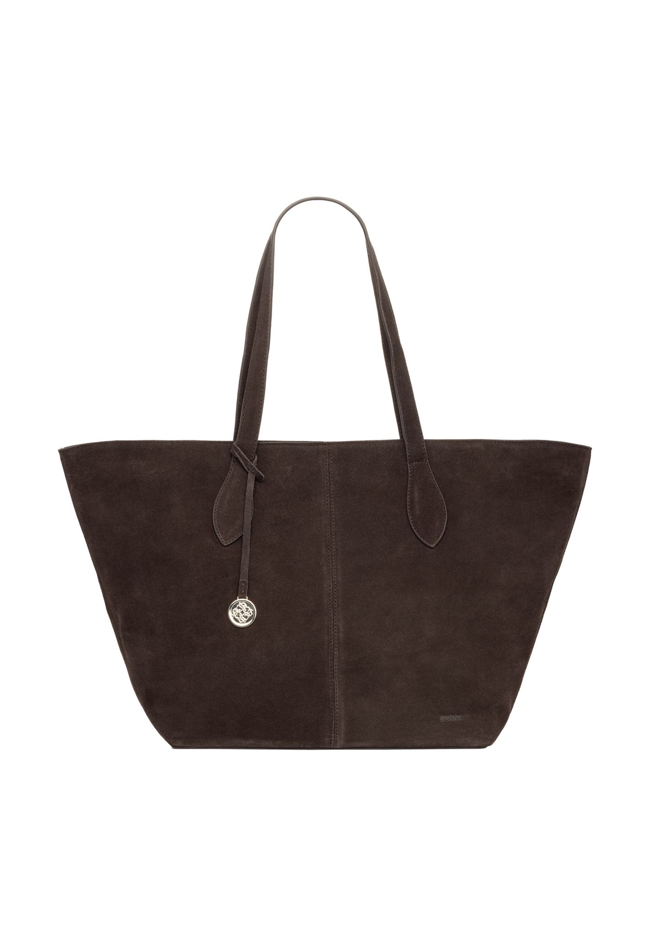 Brown women's shopper bag TORES-1407-1I(Z26) - front product view, on white background.