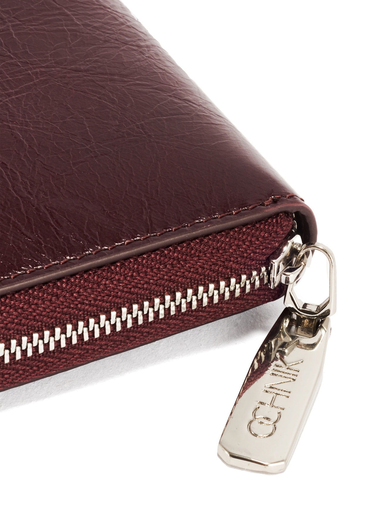 Women's leather burgundy wallet PORES-0966-49(Z25), close-up of the product detail on a white background.
